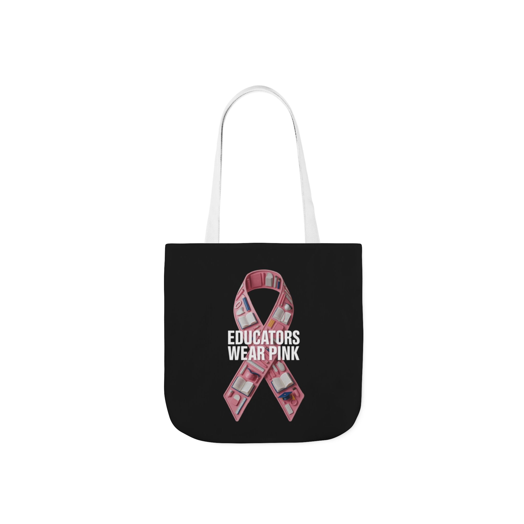 Educators Wear Pink  Canvas Tote Bag, Breast Cancer Awareness, Eco-Friendly Bag