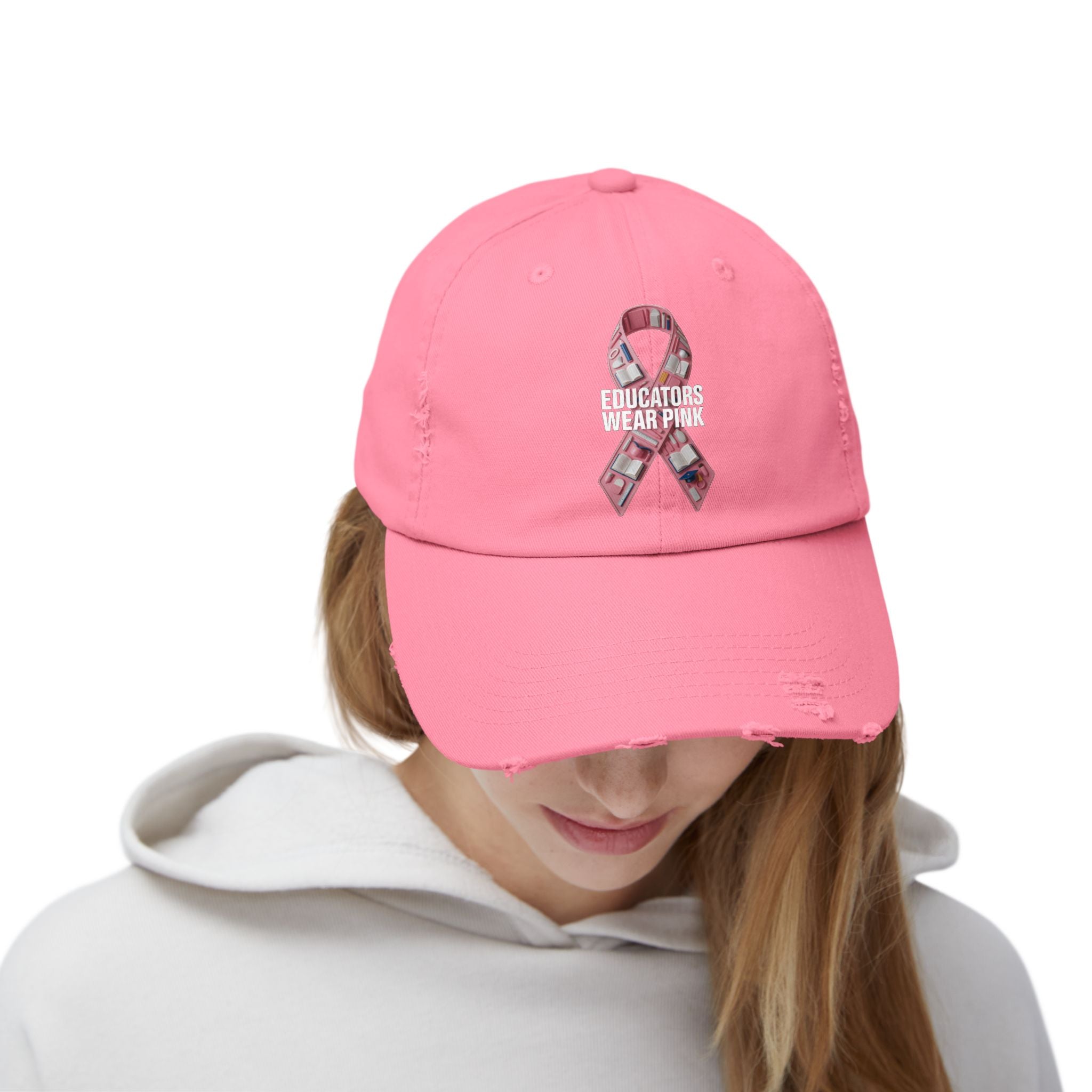 Educators Wear Pink , Unisex Distressed Cap