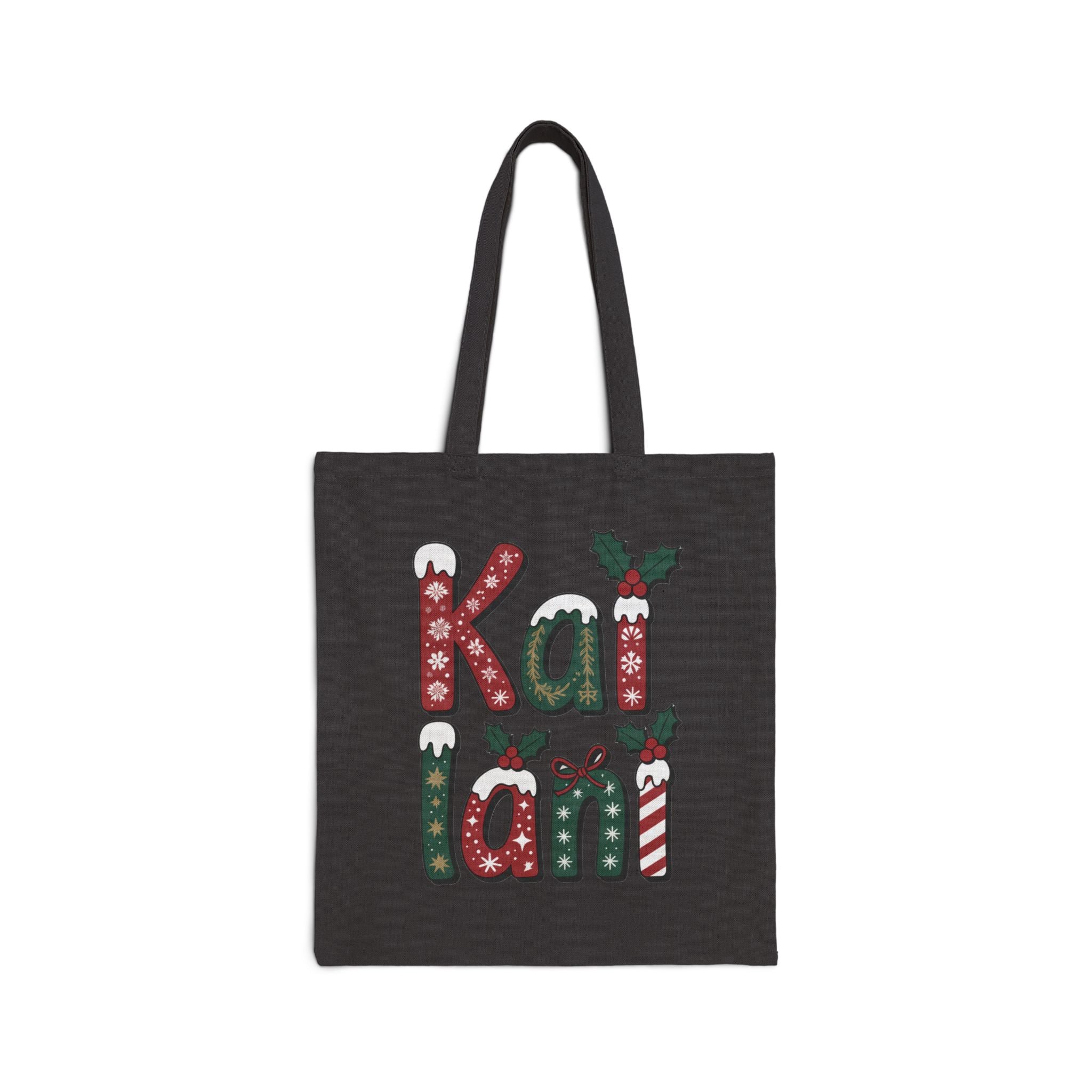 Christmas Gingerbread Girl Canvas Tote — Personalized 'Kai'lani' Holiday Gift Bag