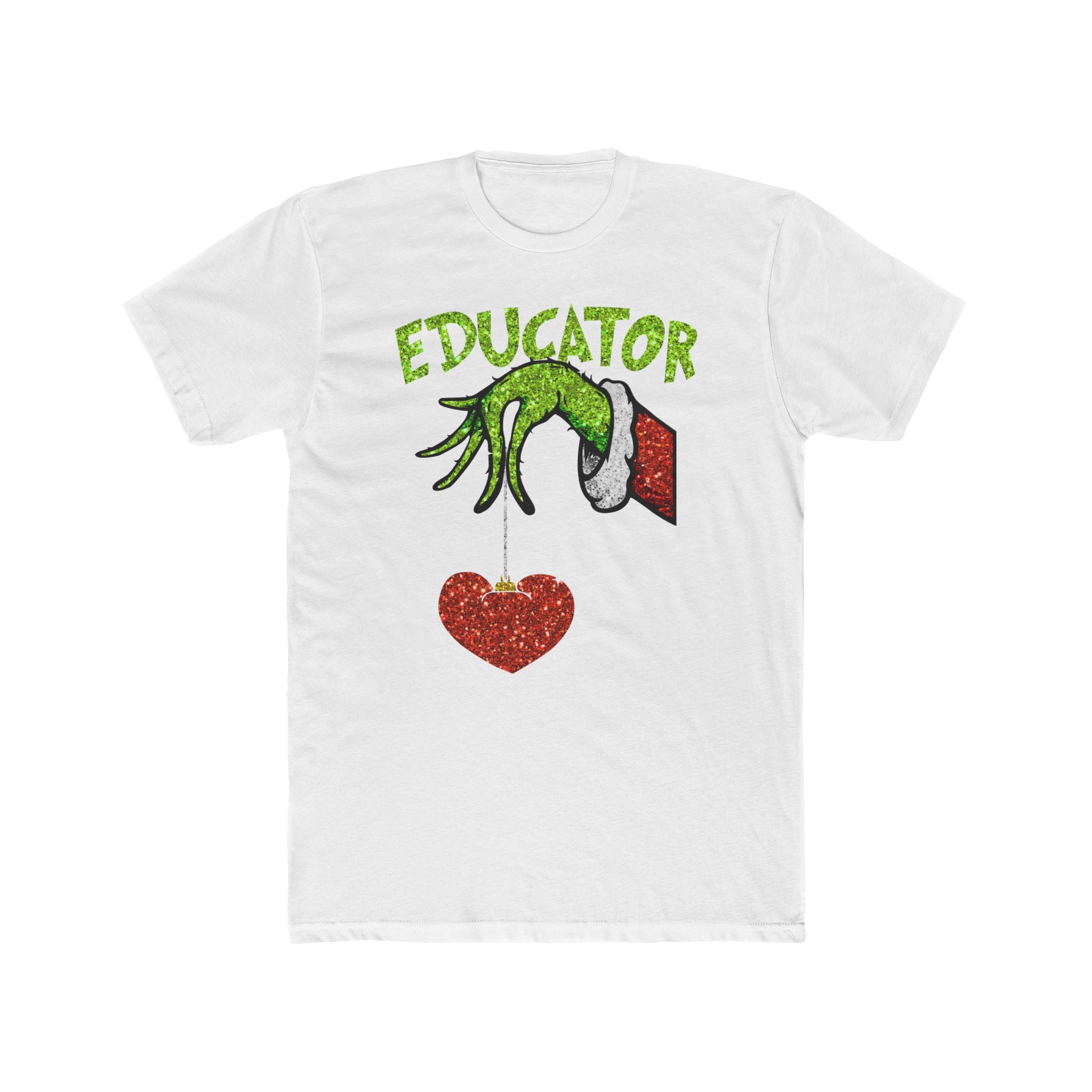 Grinch Educator Christmas T‑Shirt – 'Educator' with Grinch Hand & Heart Holiday Tee