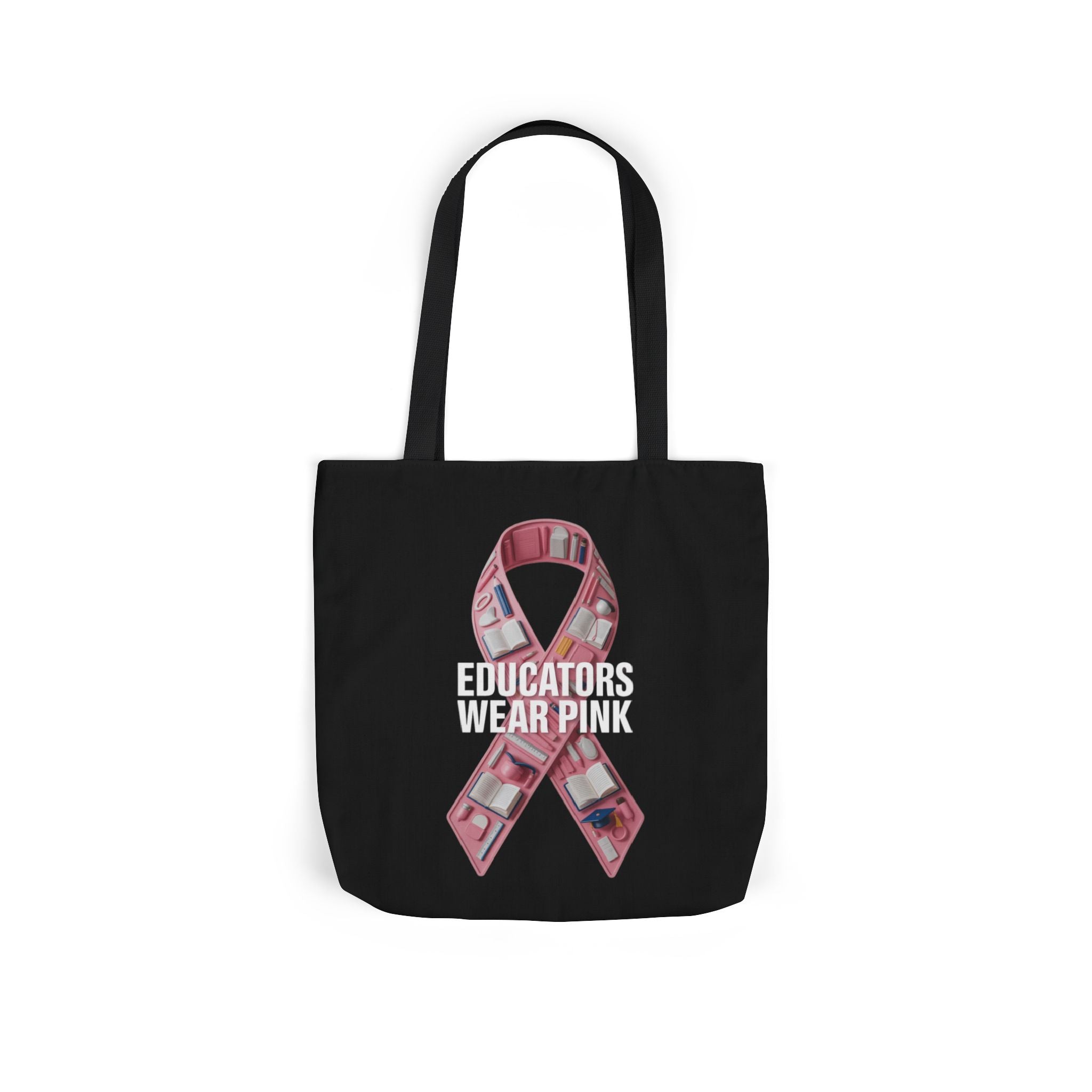 Educators Wear Pink  Canvas Tote Bag, Breast Cancer Awareness, Eco-Friendly Bag