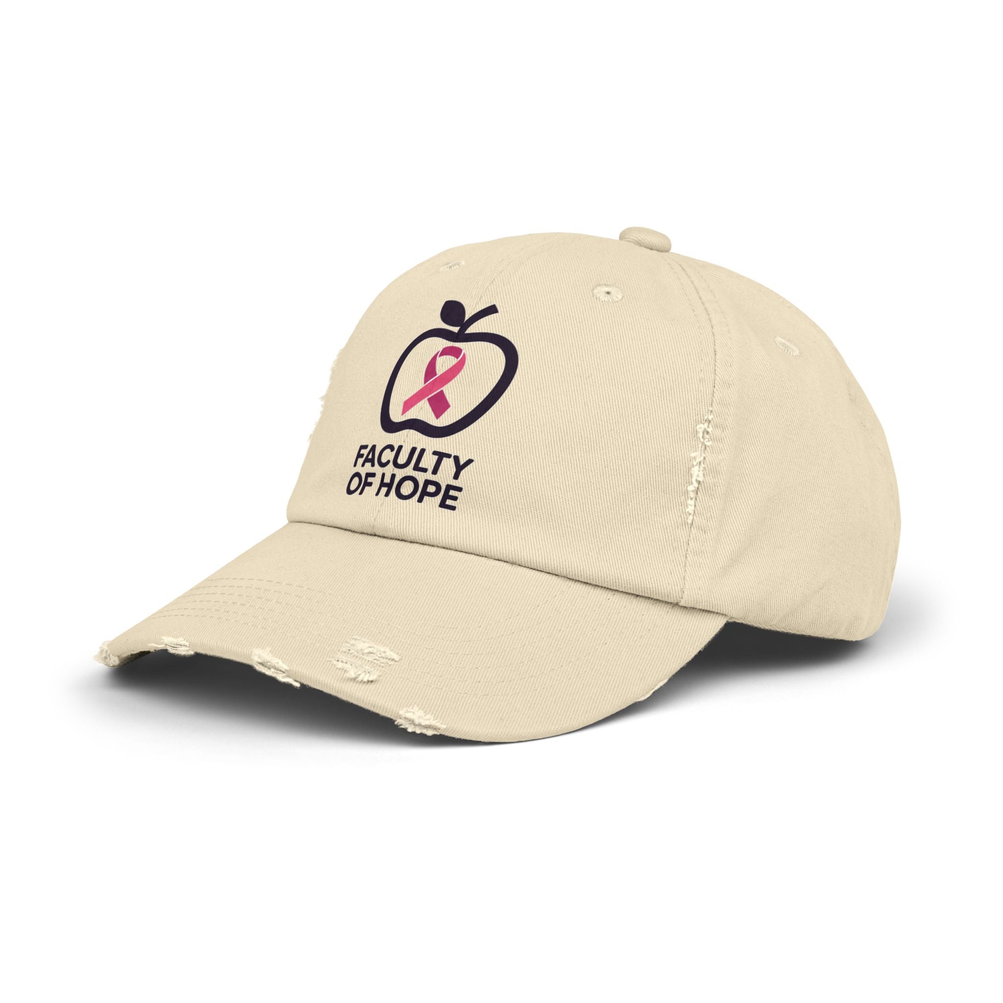Hope-Inspiring Distressed Cap | Faculty of Hope, Awareness Cap, Cancer Awareness Hat, Unisex Cap, Gift for Supporters
