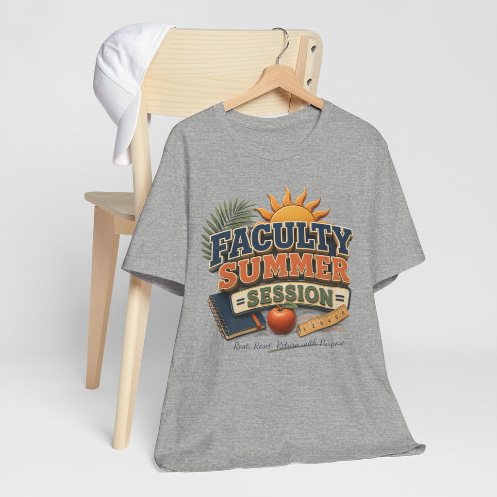 Faculty Summer Session T-Shirt — Retro Palm Sun Campus Tee