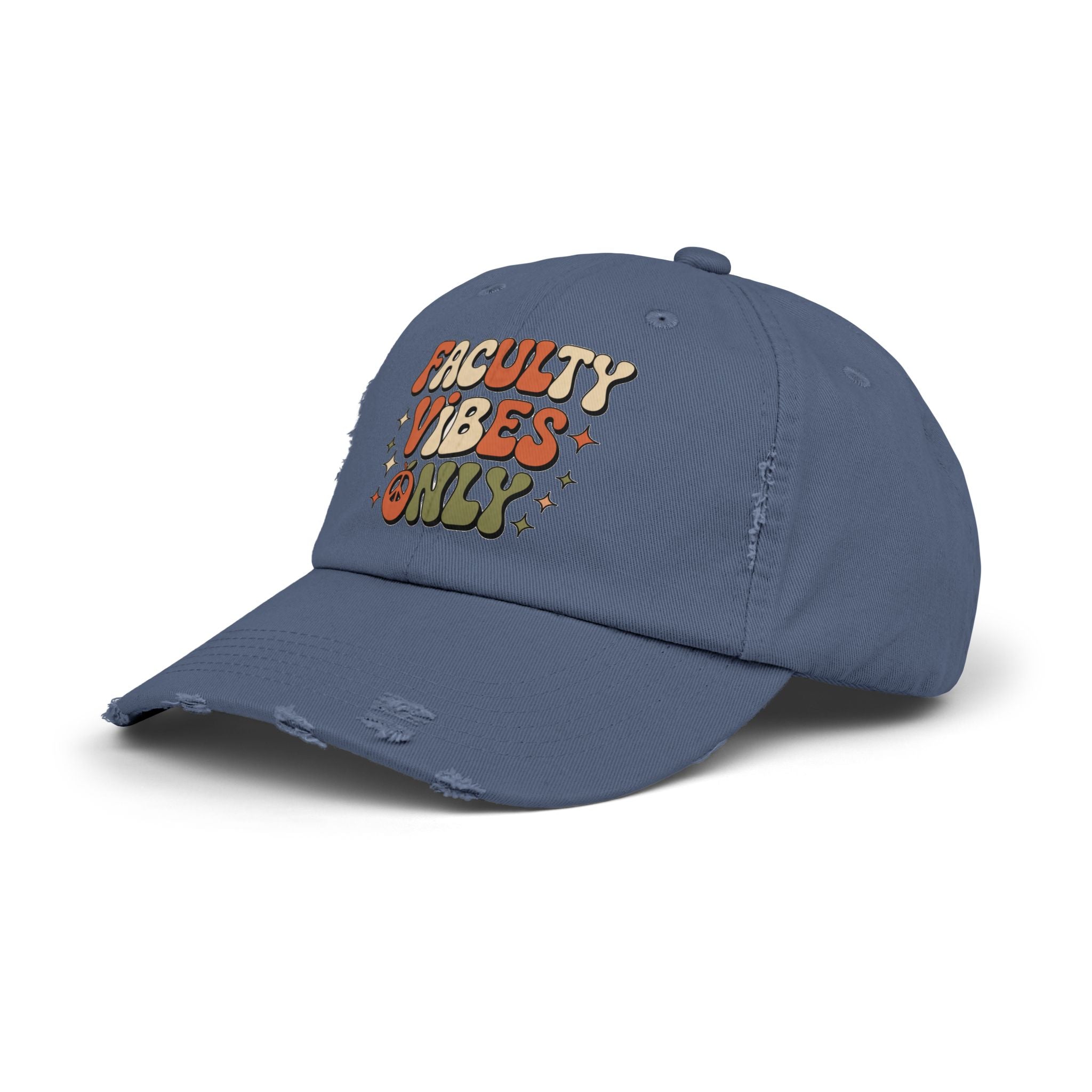 Retro Distressed Cap, Faculty Vibes Only Hat, Unisex Adjustable Cap, Casual Everyday Wear, Ideal Gift for Teachers, Trendy Fashion Accessory