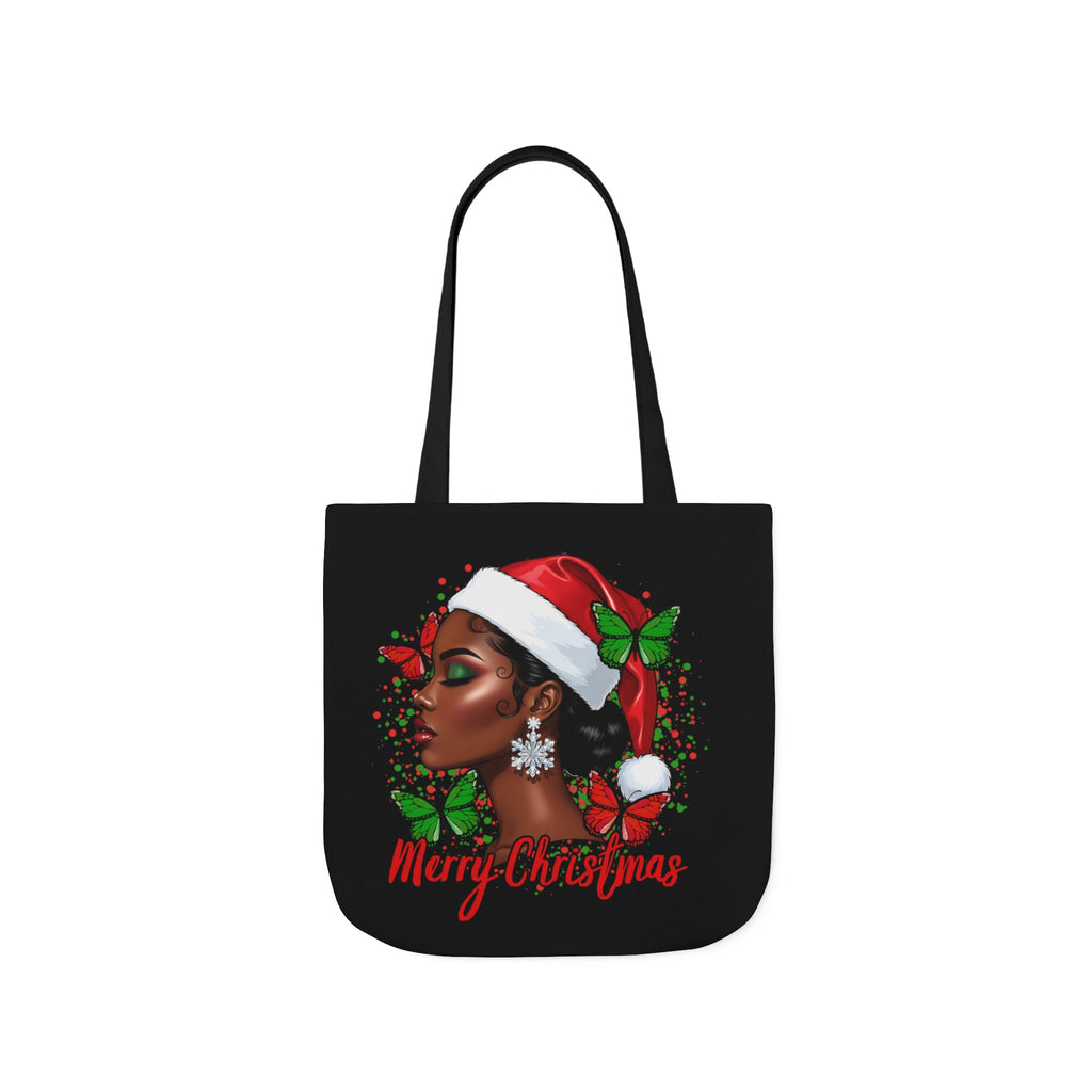 Christmas Beauty Canvas Tote — "Merry Christmas" Holiday Girl Design