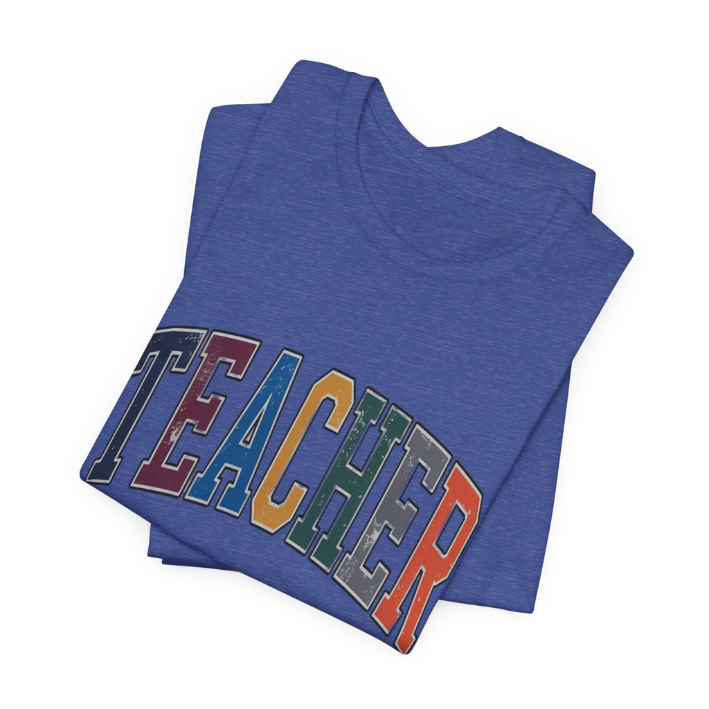 Teacher Vintage Lettering T‑Shirt — Retro Collegiate Teacher Tee