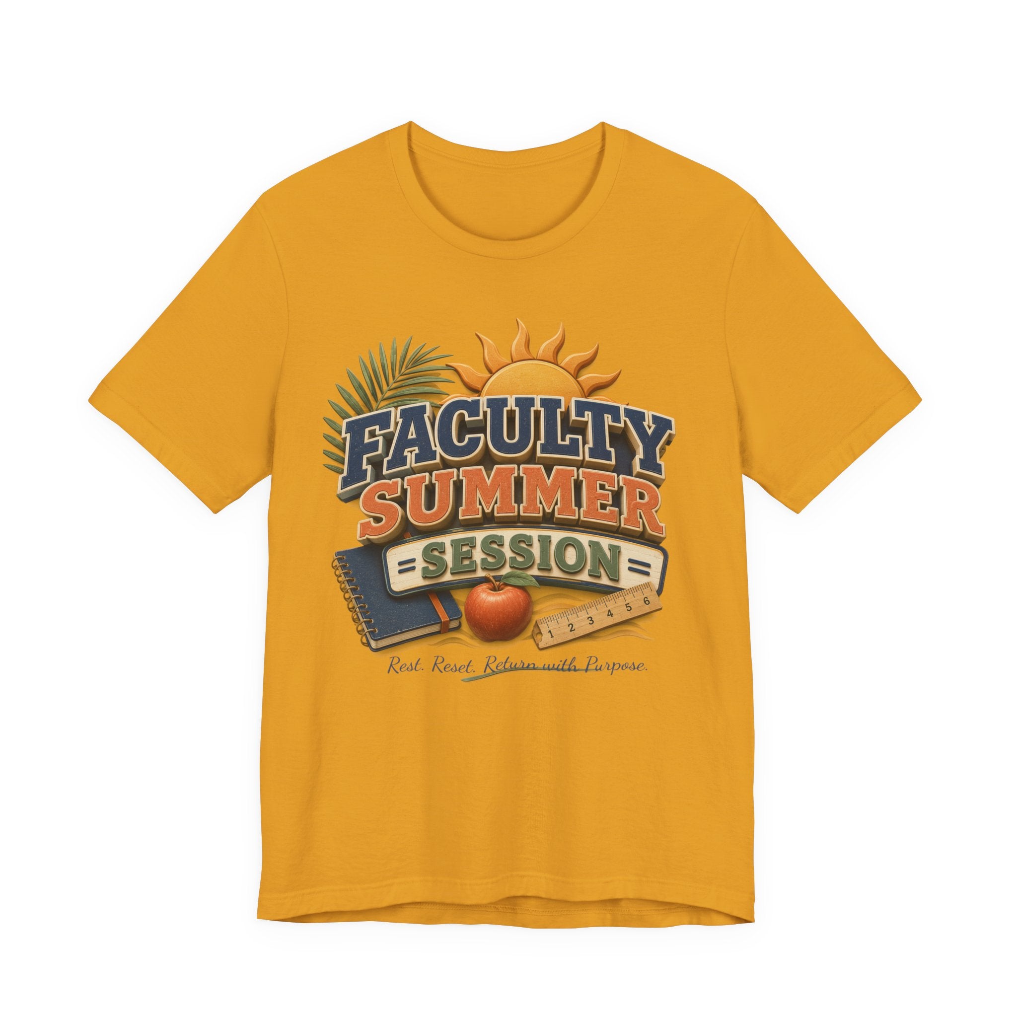 Faculty Summer Session T-Shirt — Retro Palm Sun Campus Tee