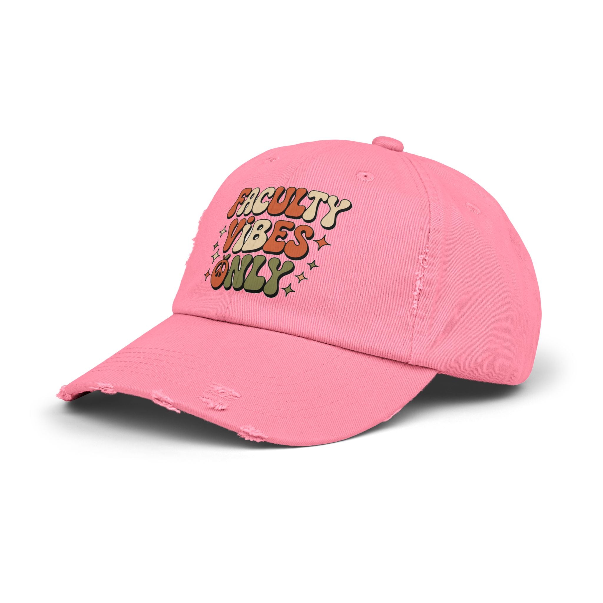 Retro Distressed Cap, Faculty Vibes Only Hat, Unisex Adjustable Cap, Casual Everyday Wear, Ideal Gift for Teachers, Trendy Fashion Accessory