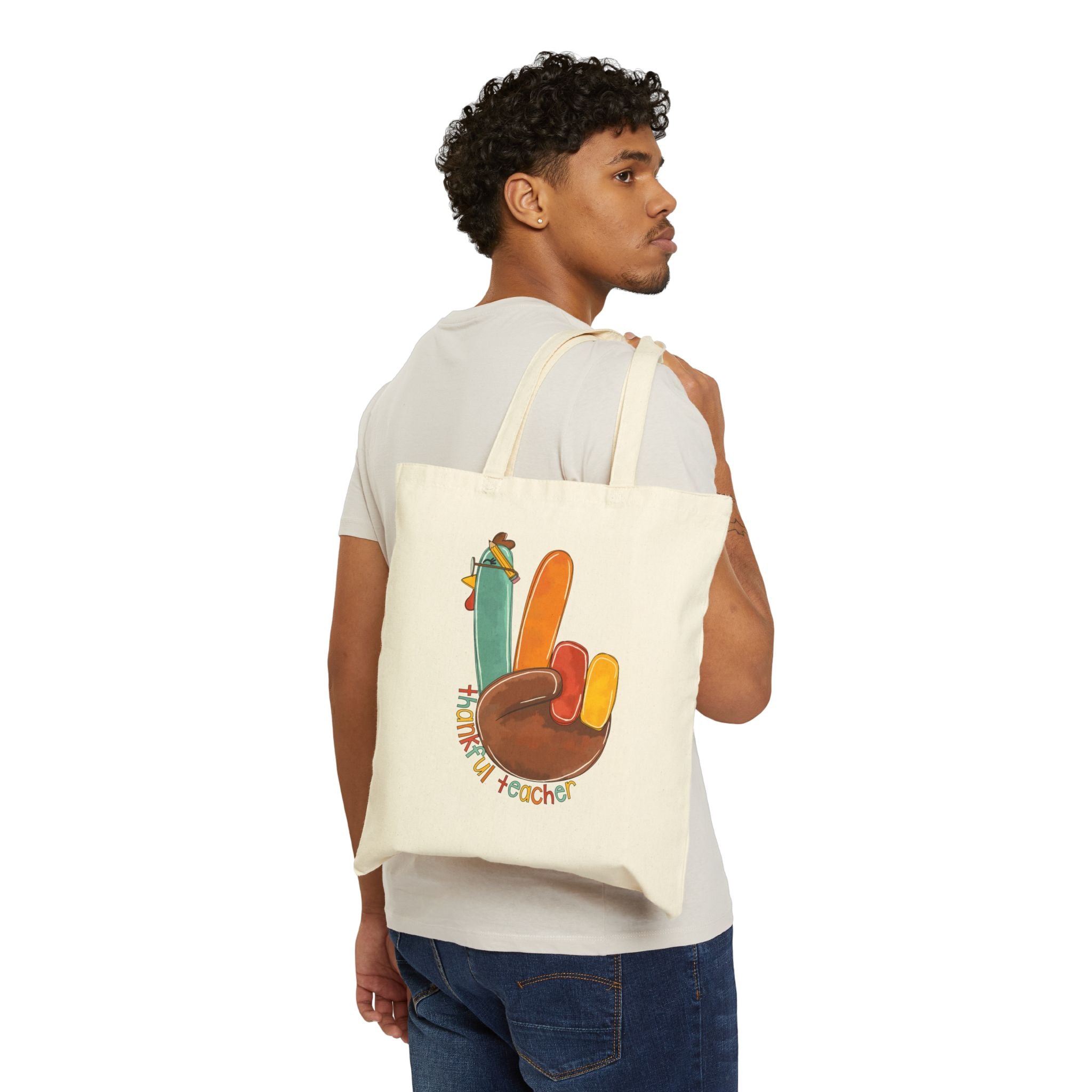 Thankful Teacher Cotton Canvas Tote Bag