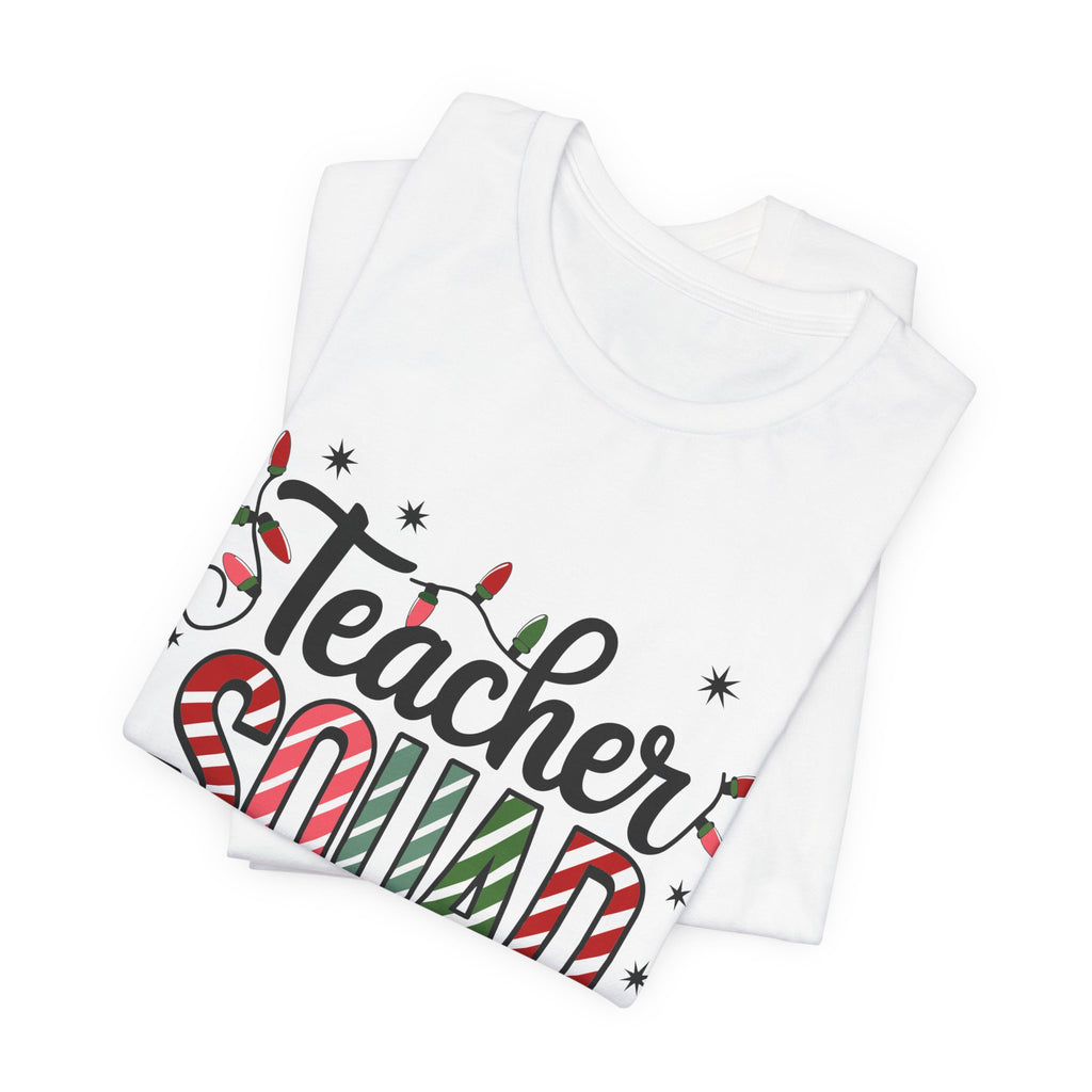 Teacher Squad T-Shirt — Festive Candy Cane Holiday Teacher Tee