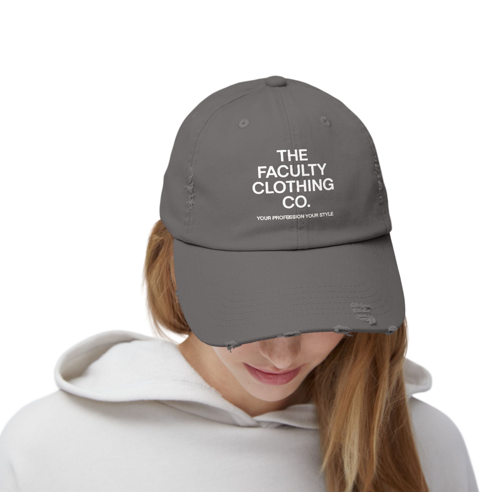 The Faculty Clothing Co.  Distressed Cap - Casual Streetwear, Perfect for Everyday Style, Gift for Friends, Trendy Accessory, Year-Round Fashion