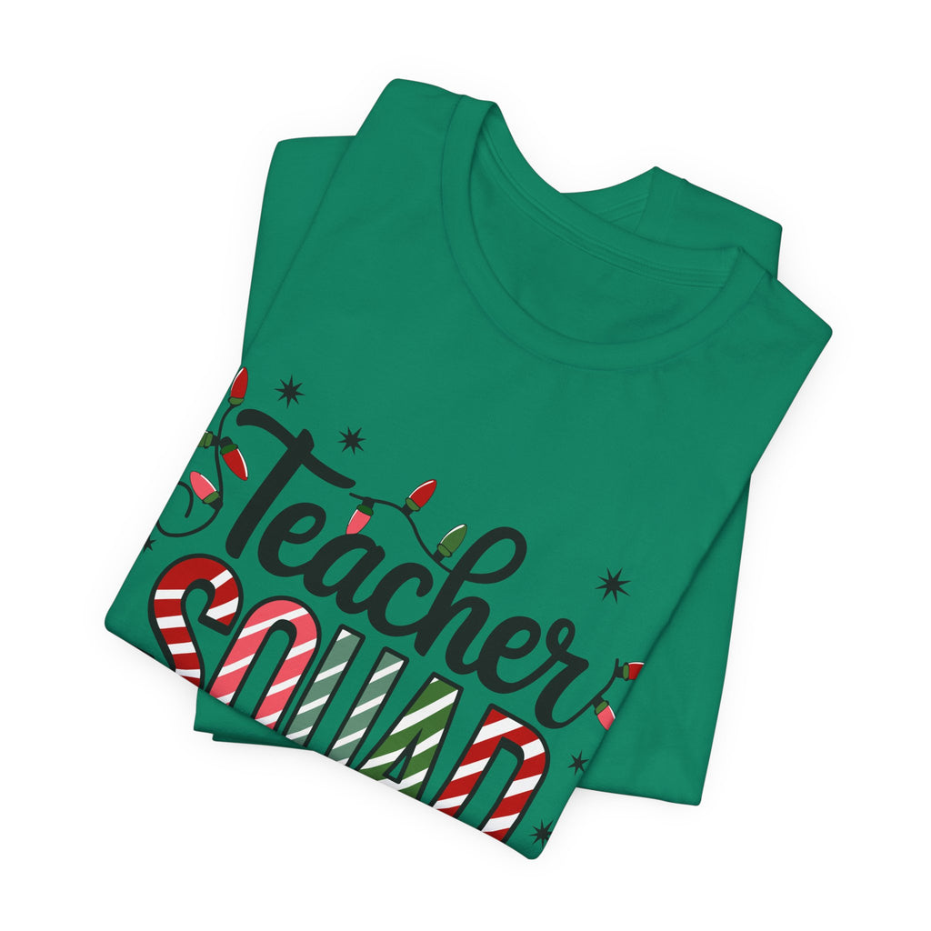 Teacher Squad T-Shirt — Festive Candy Cane Holiday Teacher Tee