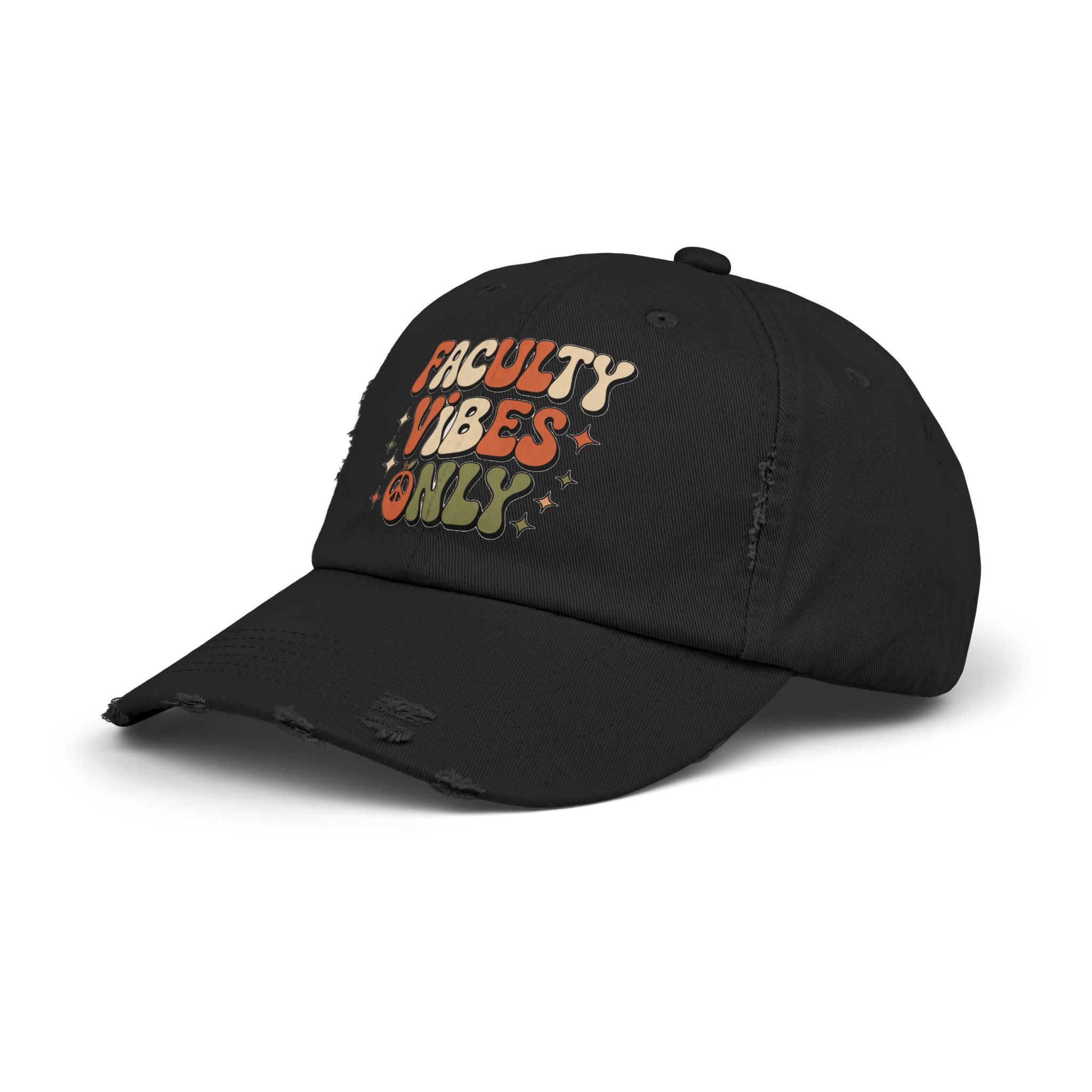 Retro Distressed Cap, Faculty Vibes Only Hat, Unisex Adjustable Cap, Casual Everyday Wear, Ideal Gift for Teachers, Trendy Fashion Accessory