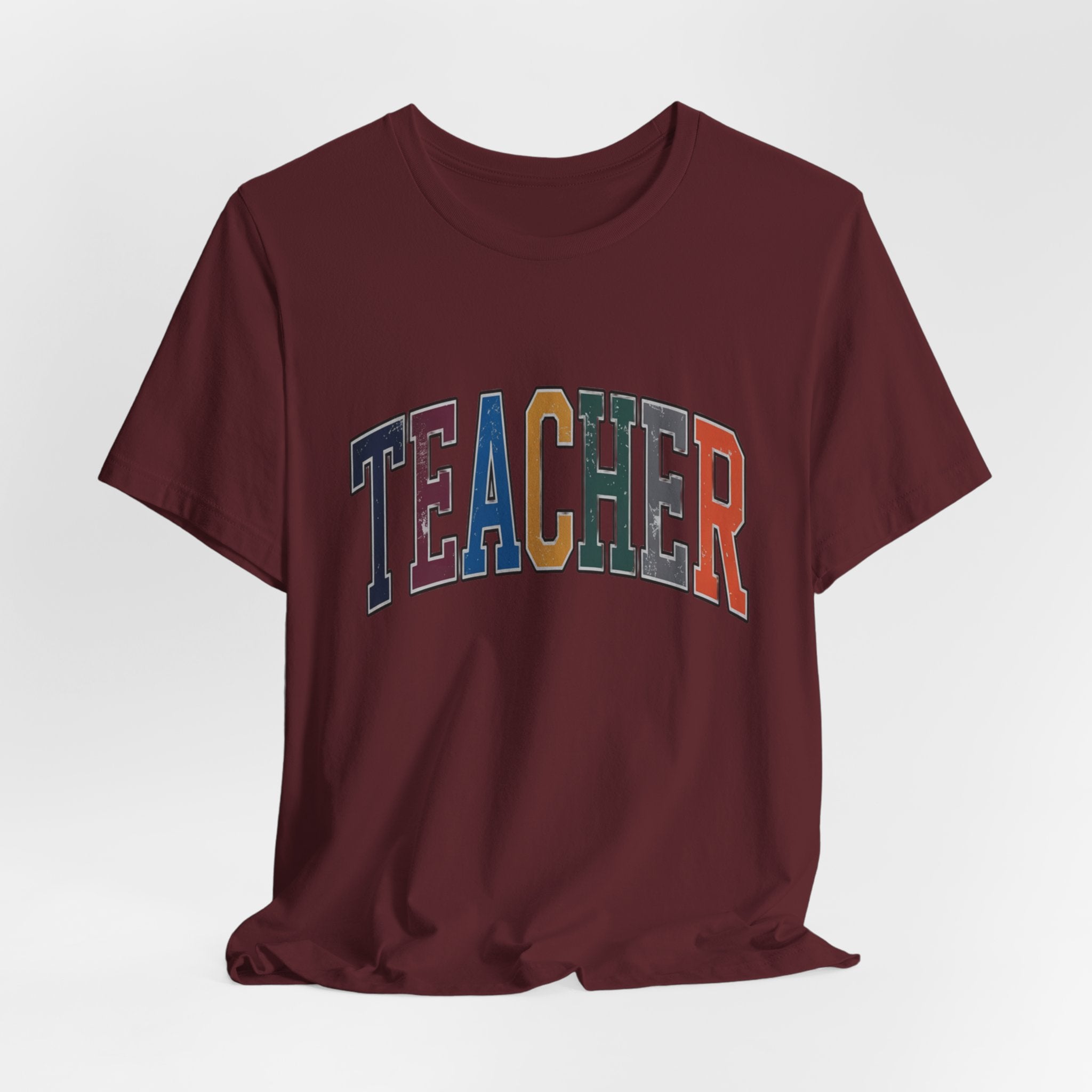 Teacher Vintage Lettering T‑Shirt — Retro Collegiate Teacher Tee