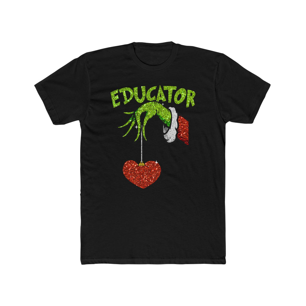 Grinch Educator Christmas T‑Shirt – 'Educator' with Grinch Hand & Heart Holiday Tee