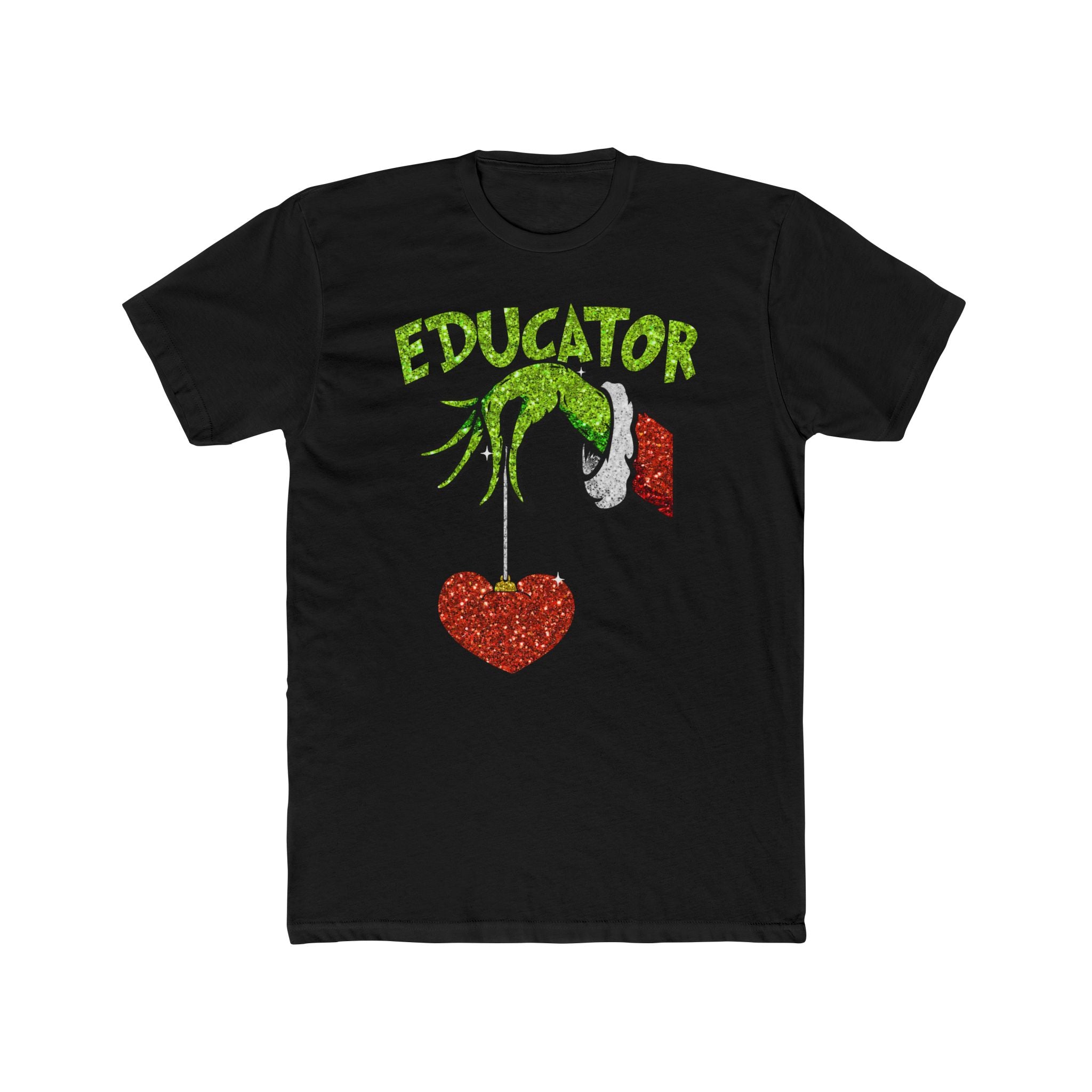 Grinch Educator Christmas T‑Shirt – 'Educator' with Grinch Hand & Heart Holiday Tee