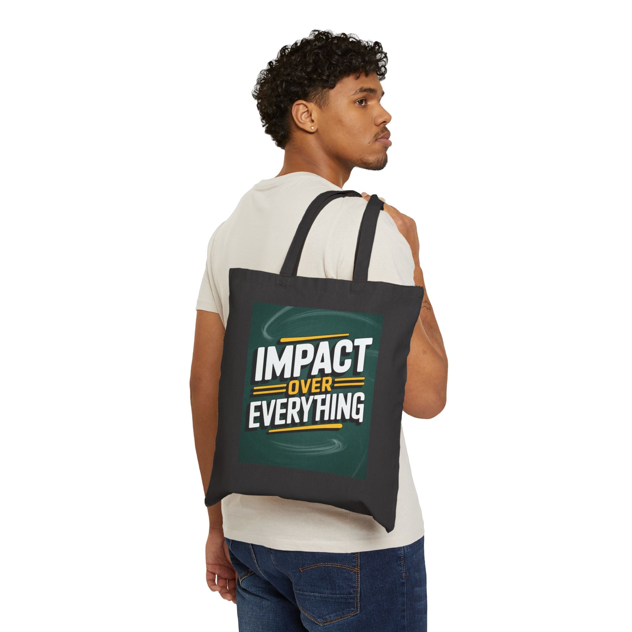 Impact Over Everything Canvas Tote Bag - Eco-Friendly, Reusable Grocery Bag, Motivational Gift, Everyday Tote, Shopping Companion