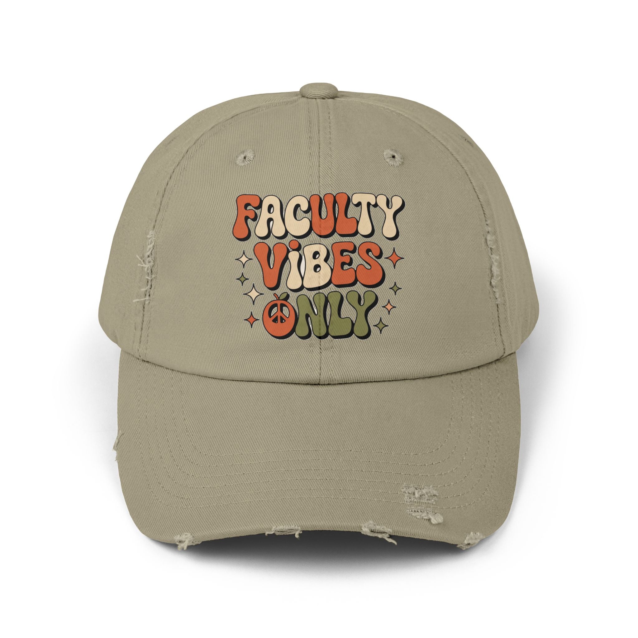 Retro Distressed Cap, Faculty Vibes Only Hat, Unisex Adjustable Cap, Casual Everyday Wear, Ideal Gift for Teachers, Trendy Fashion Accessory