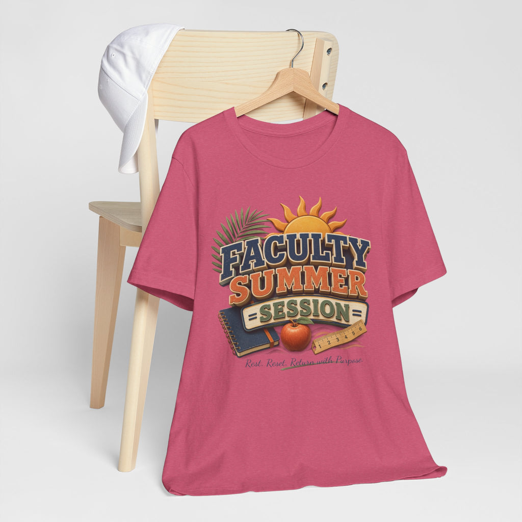 Faculty Summer Session T-Shirt — Retro Palm Sun Campus Tee