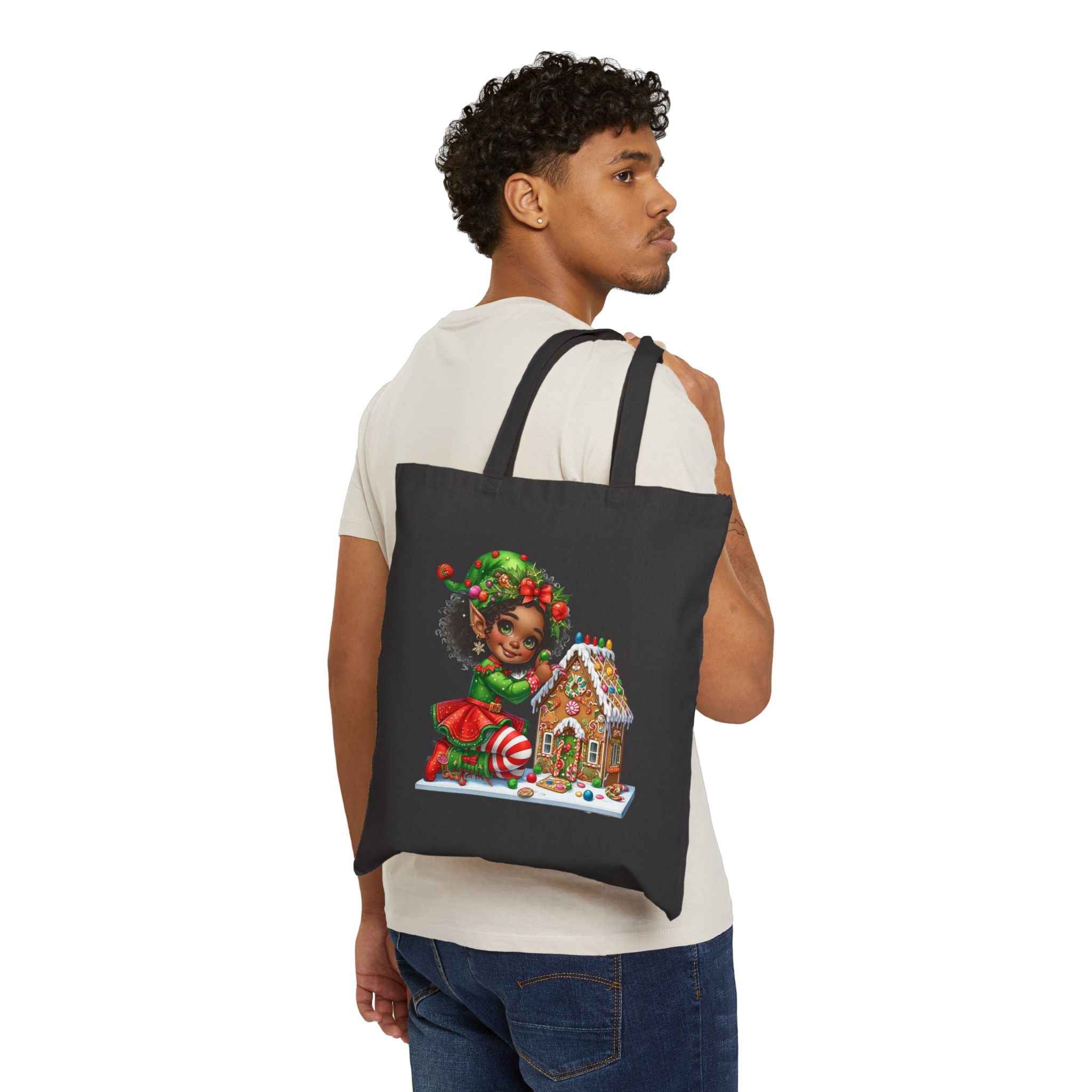 Christmas Gingerbread Girl Canvas Tote — Personalized 'Kai'lani' Holiday Gift Bag