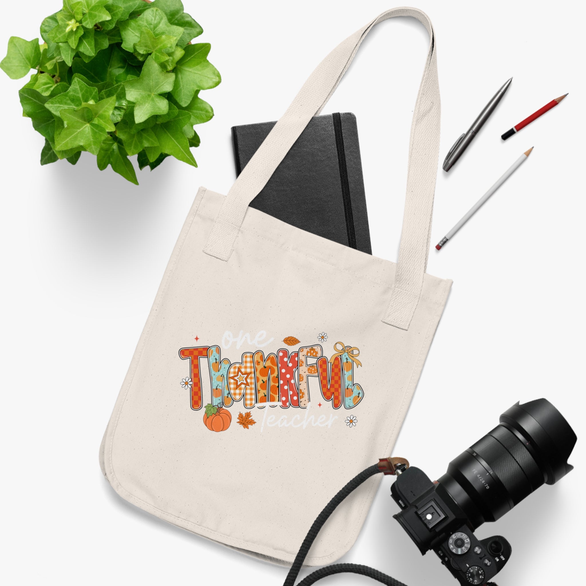 Thankful Organic Canvas Tote Bag