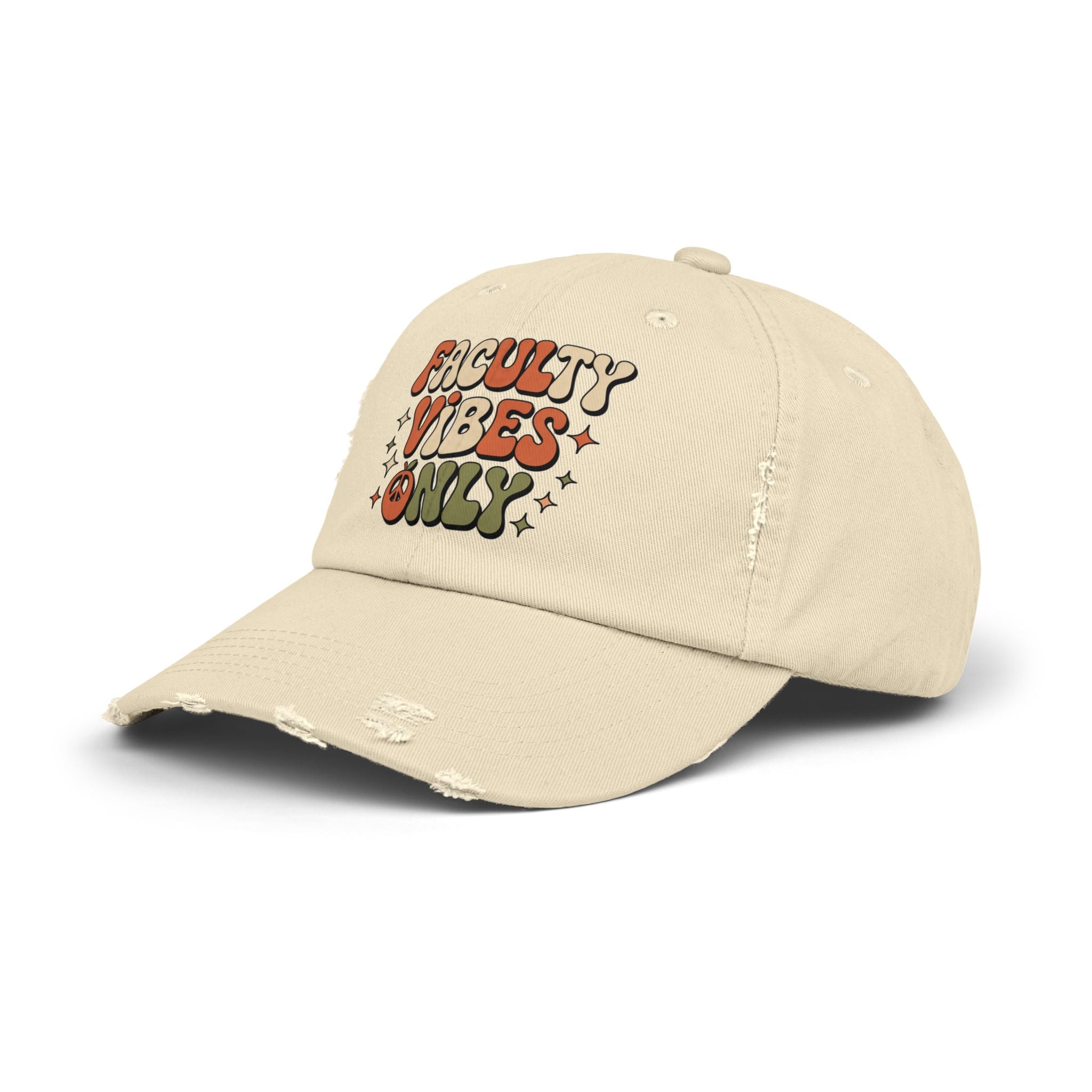 Retro Distressed Cap, Faculty Vibes Only Hat, Unisex Adjustable Cap, Casual Everyday Wear, Ideal Gift for Teachers, Trendy Fashion Accessory