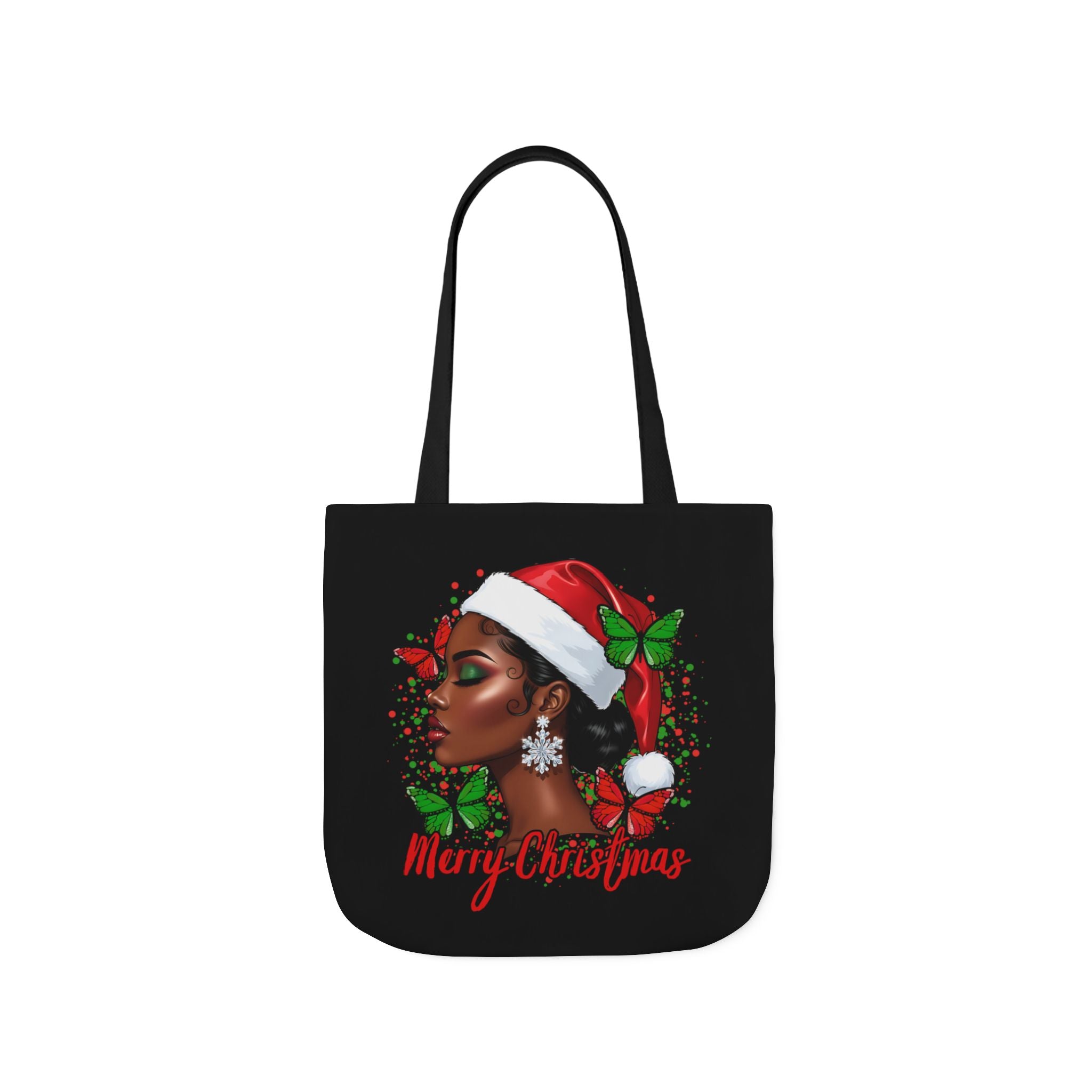 Christmas Beauty Canvas Tote — "Merry Christmas" Holiday Girl Design