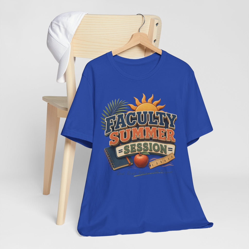 Faculty Summer Session T-Shirt — Retro Palm Sun Campus Tee