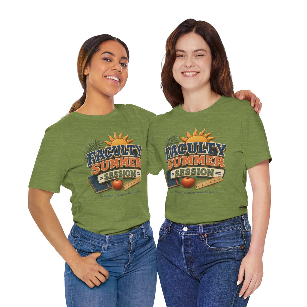 Faculty Summer Session T-Shirt — Retro Palm Sun Campus Tee