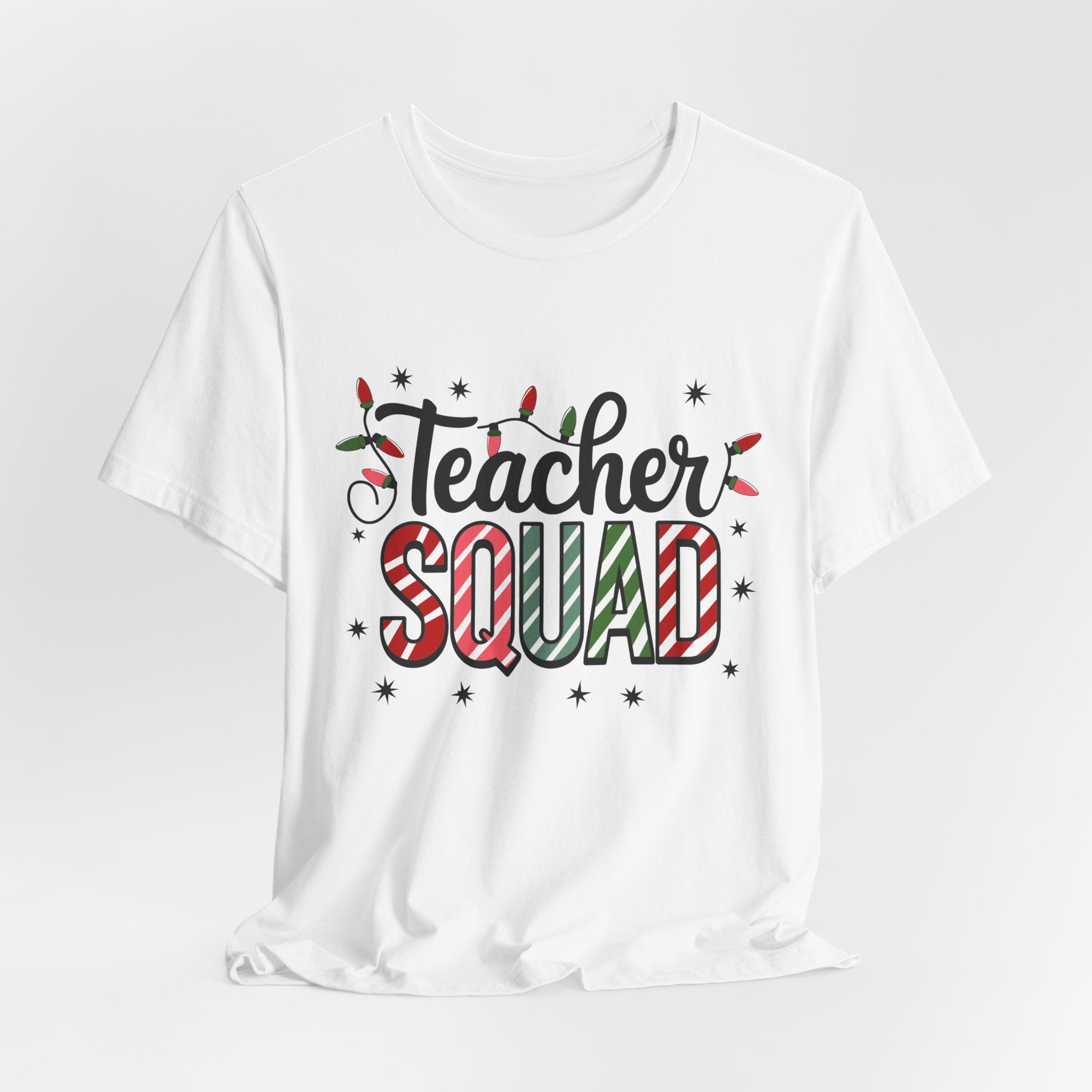Teacher Squad T-Shirt — Festive Candy Cane Holiday Teacher Tee