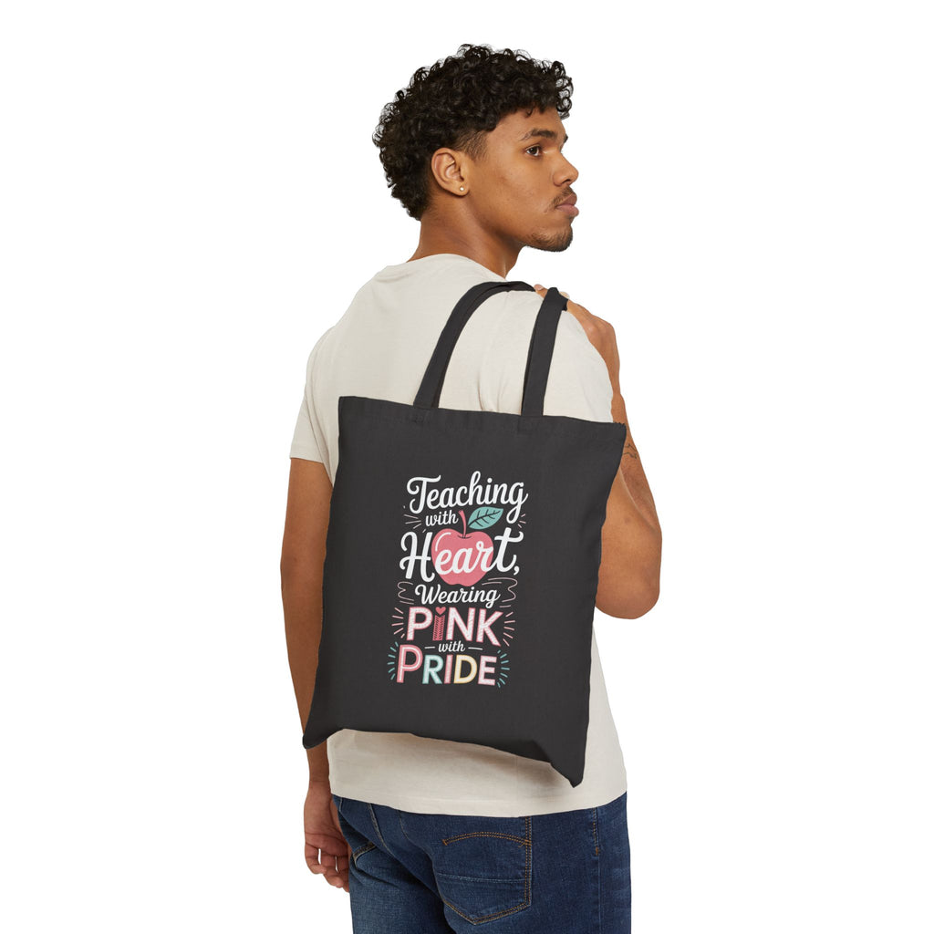 Teaching with Heart Canvas Tote Bag, Eco-Friendly Bag, Gift for Teachers,