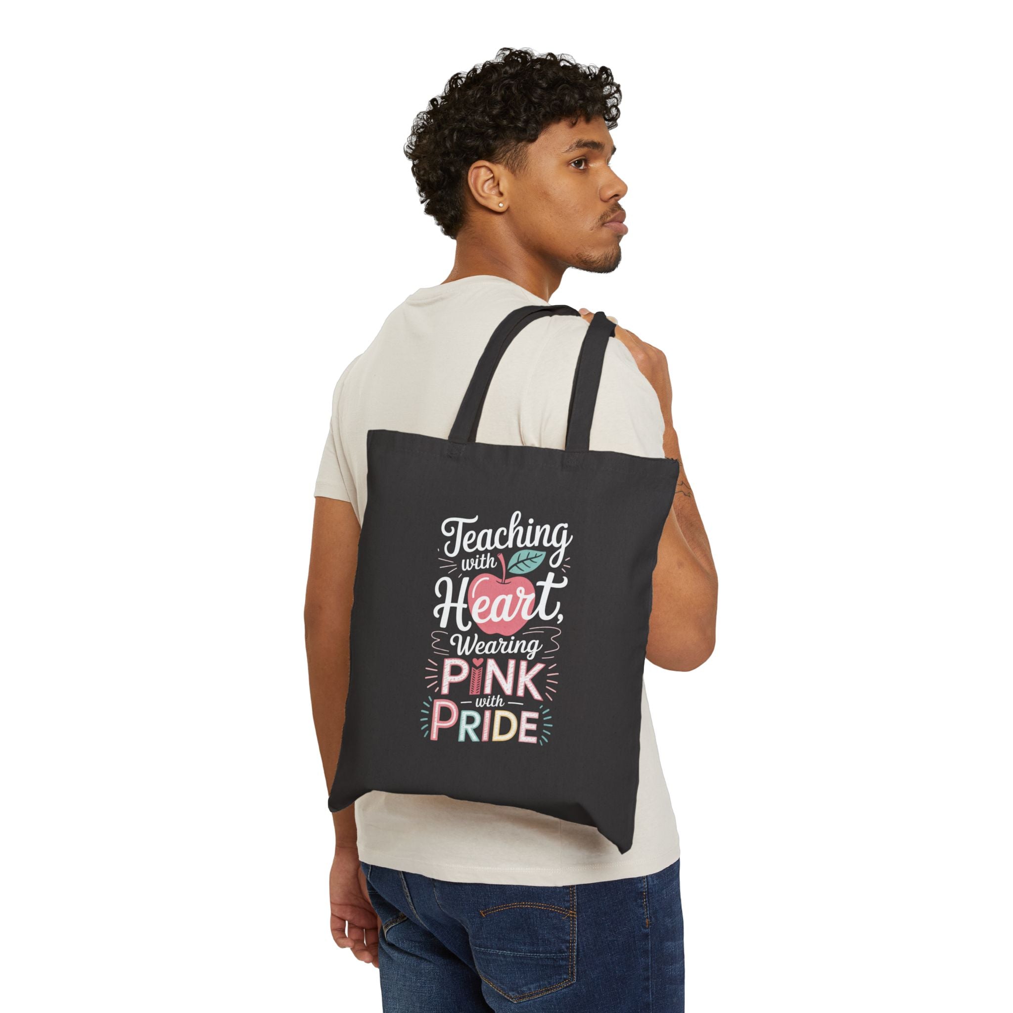 Teaching with Heart Canvas Tote Bag, Eco-Friendly Bag, Gift for Teachers,