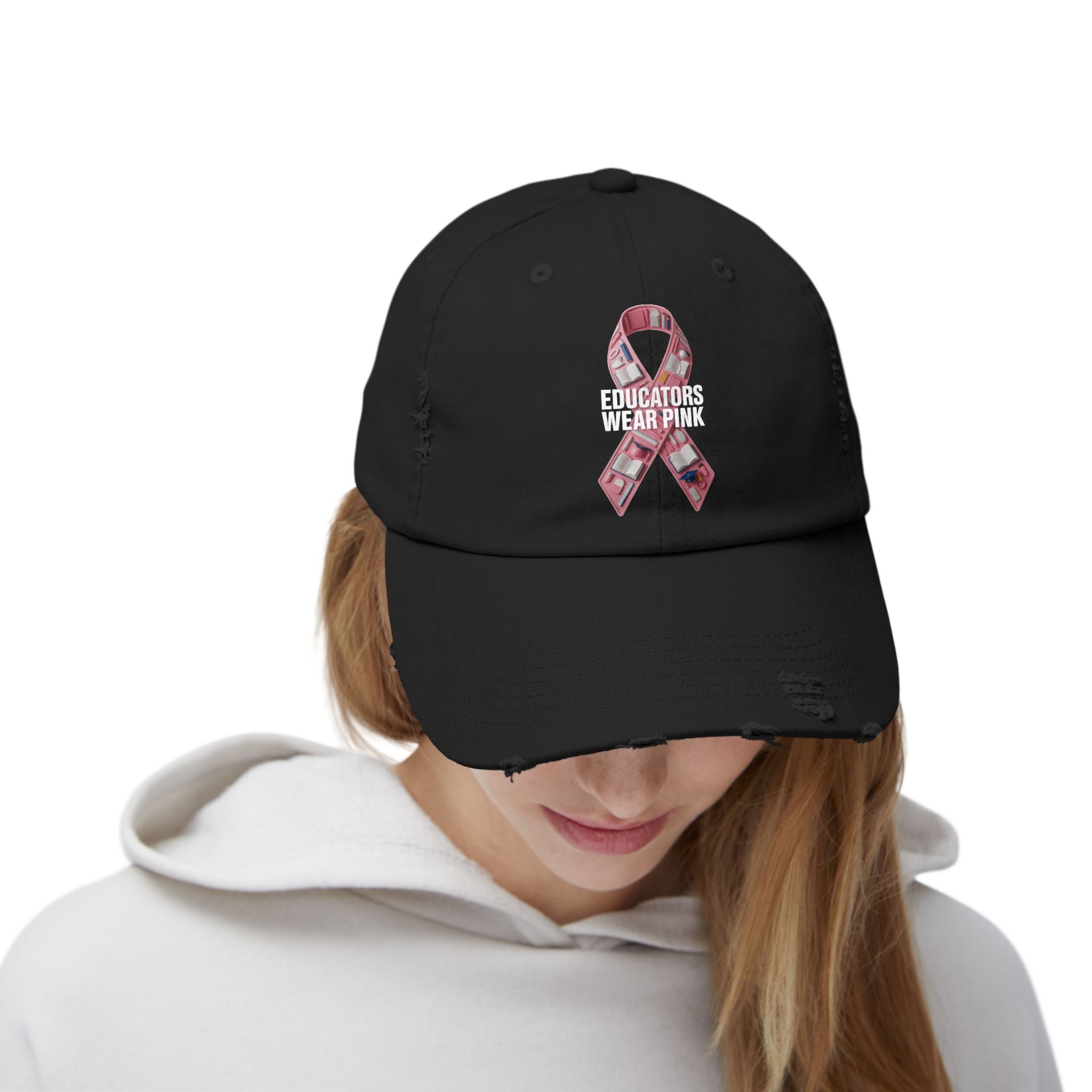 Educators Wear Pink , Unisex Distressed Cap