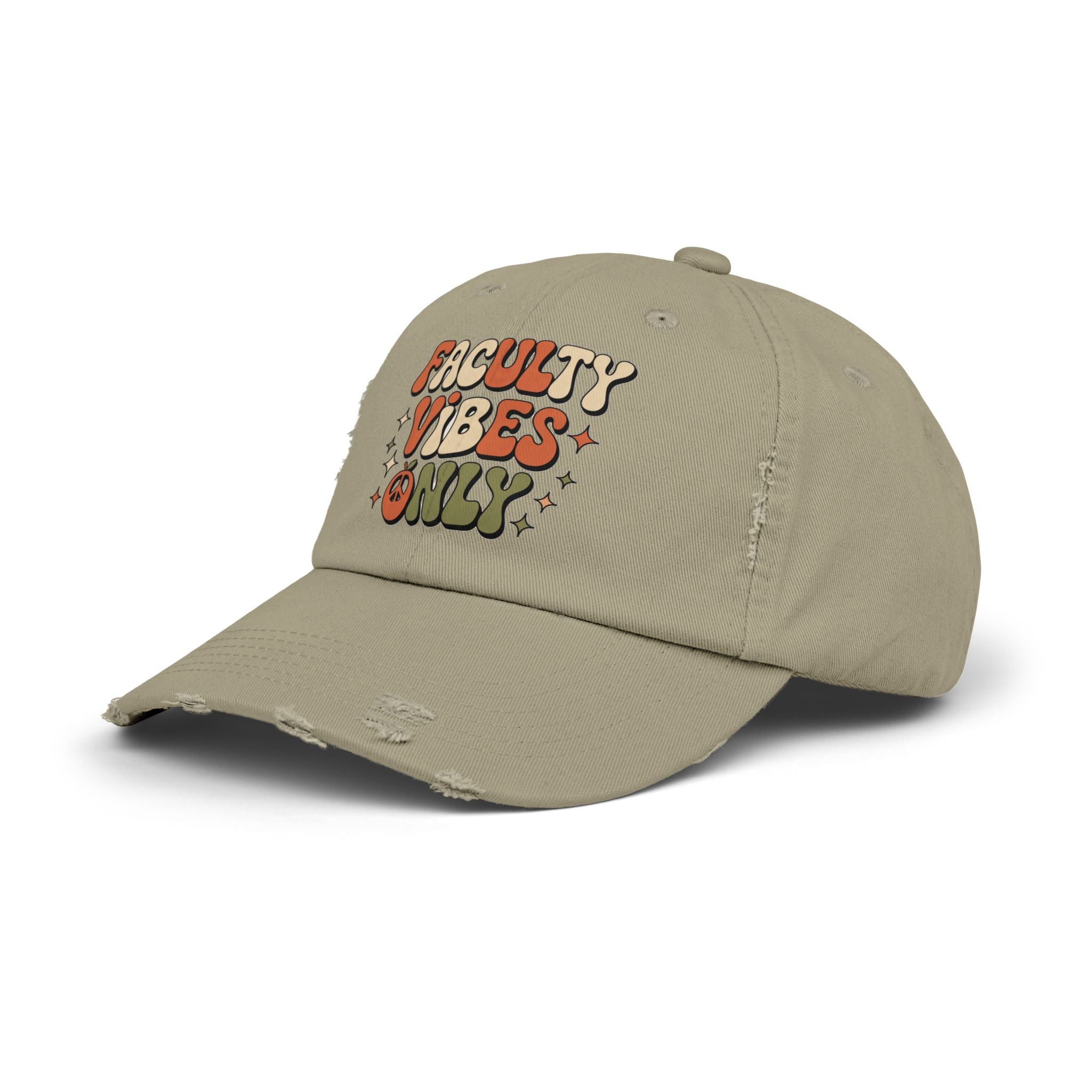 Retro Distressed Cap, Faculty Vibes Only Hat, Unisex Adjustable Cap, Casual Everyday Wear, Ideal Gift for Teachers, Trendy Fashion Accessory