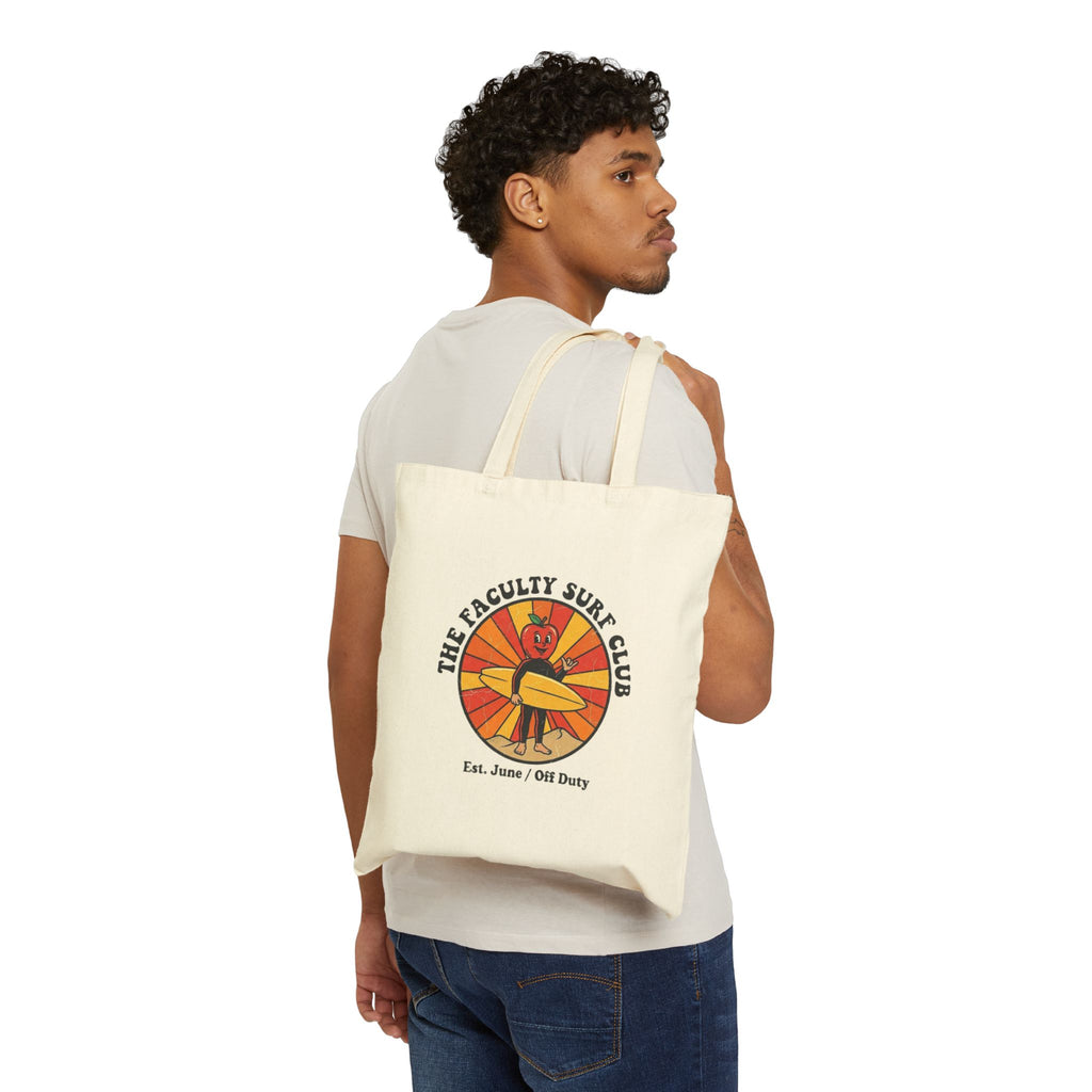 Surf Club Canvas Tote Bag – “The Faculty Surf Club” Retro Beach Design