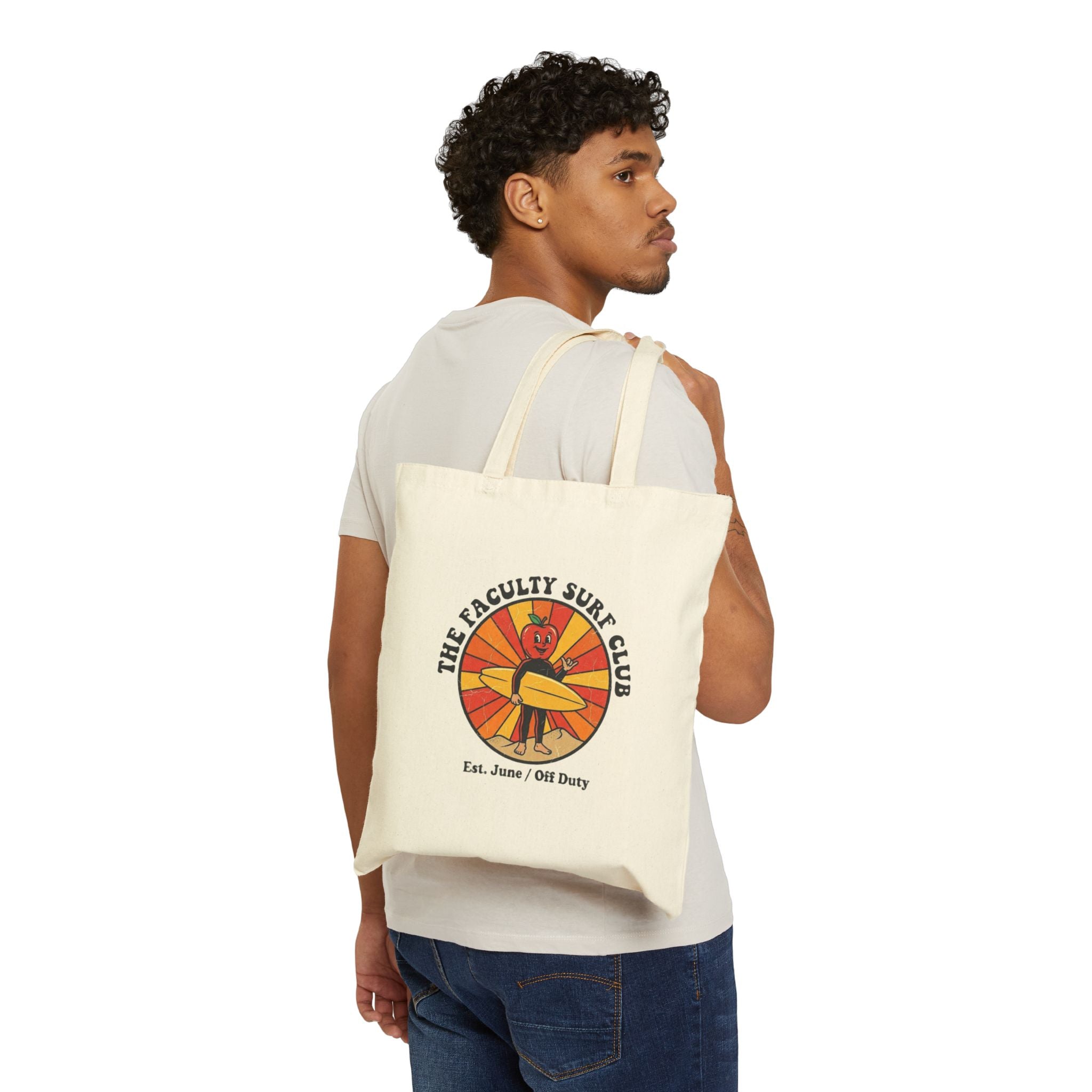 Surf Club Canvas Tote Bag – “The Faculty Surf Club” Retro Beach Design