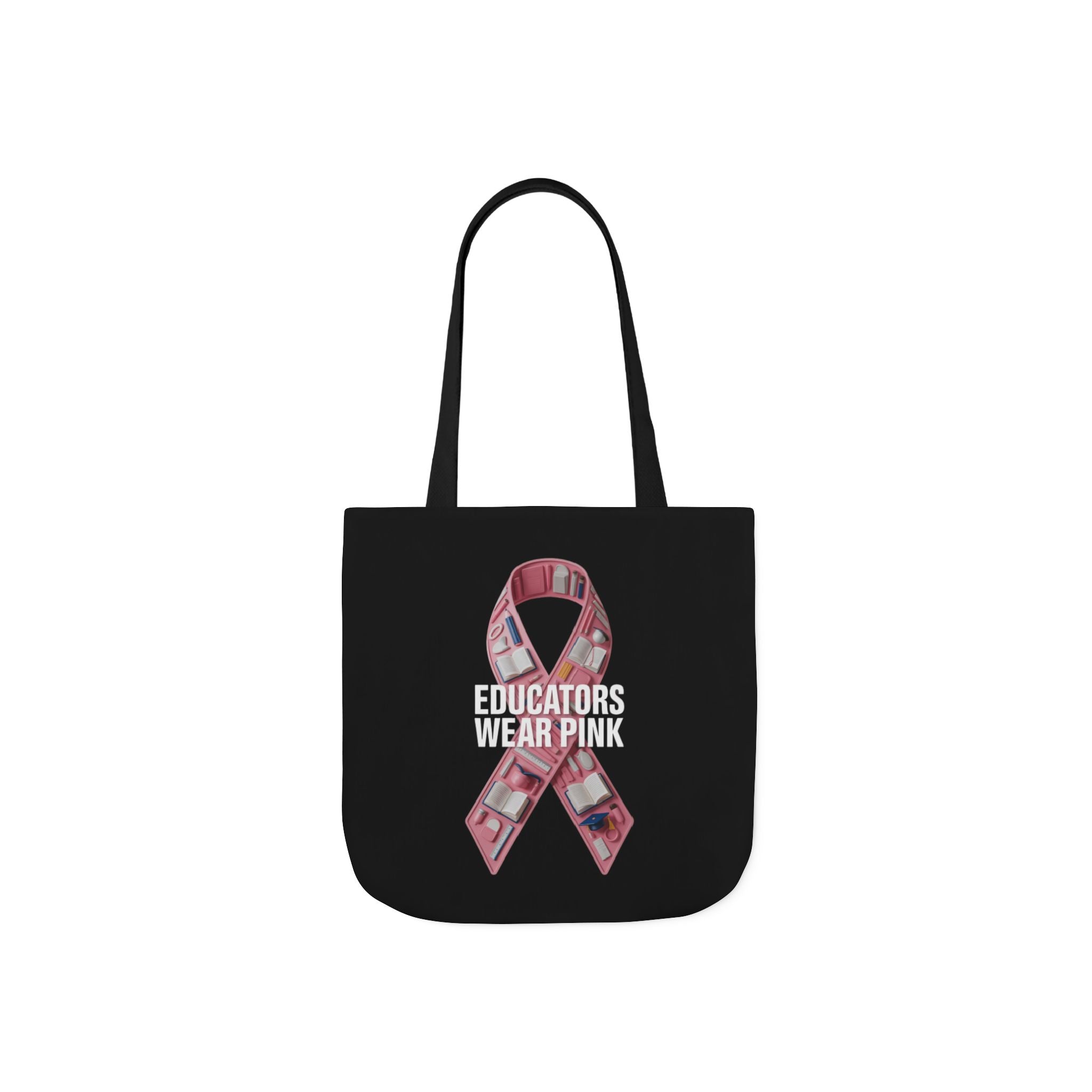 Educators Wear Pink  Canvas Tote Bag, Breast Cancer Awareness, Eco-Friendly Bag