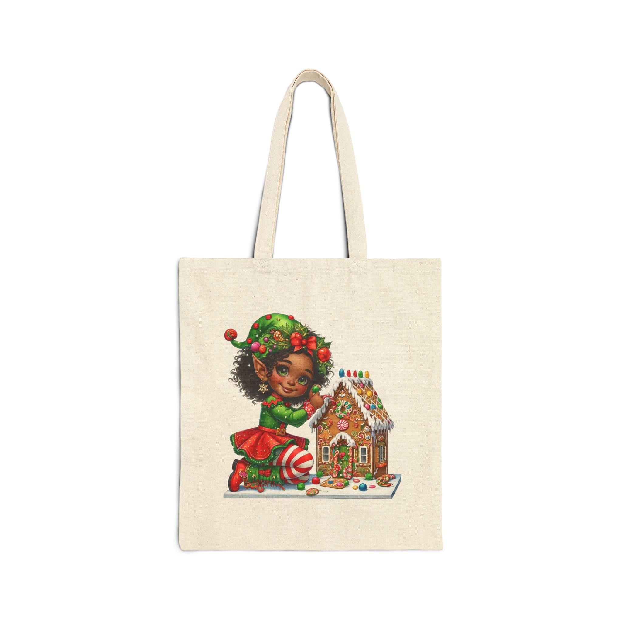Christmas Gingerbread Girl Canvas Tote — Personalized 'Kai'lani' Holiday Gift Bag