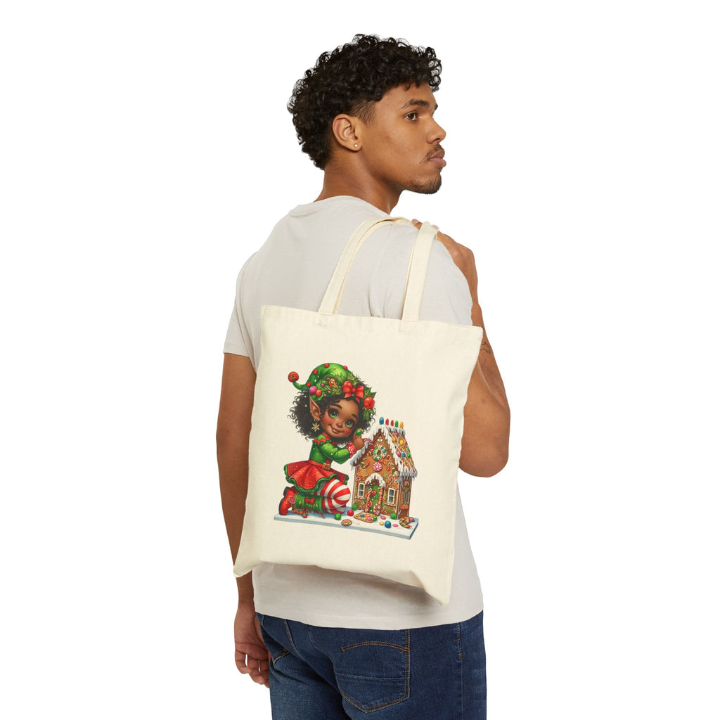 Christmas Gingerbread Girl Canvas Tote — Personalized 'Kai'lani' Holiday Gift Bag