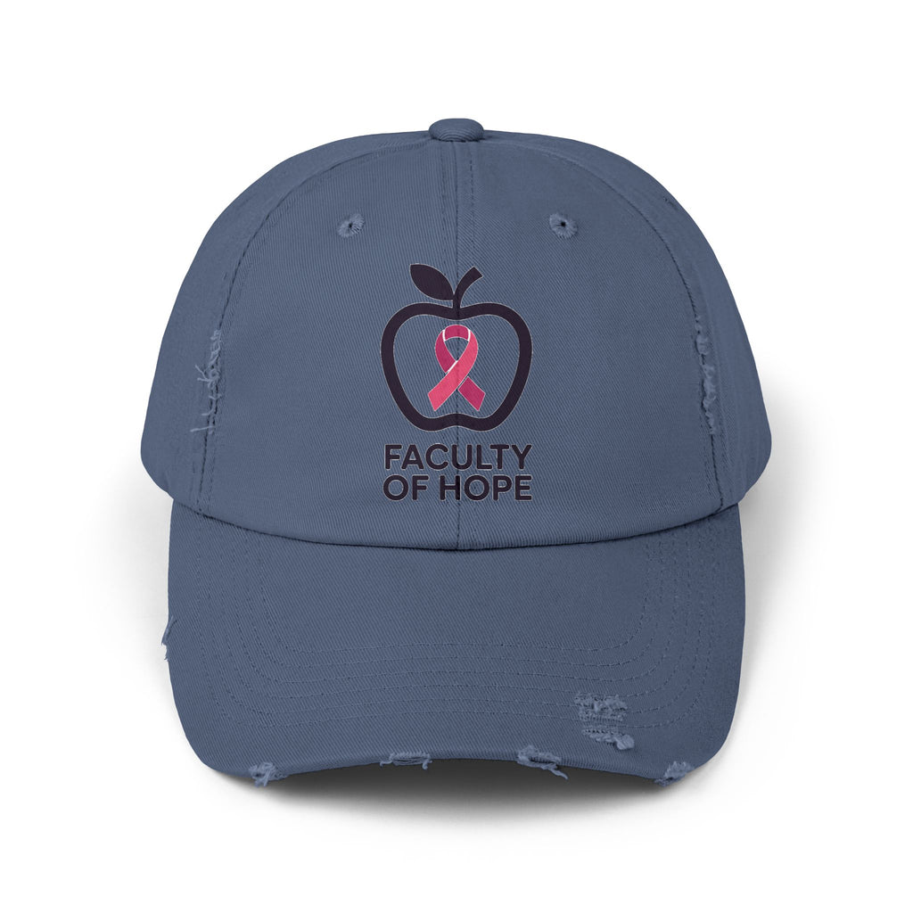Hope-Inspiring Distressed Cap | Faculty of Hope, Awareness Cap, Cancer Awareness Hat, Unisex Cap, Gift for Supporters