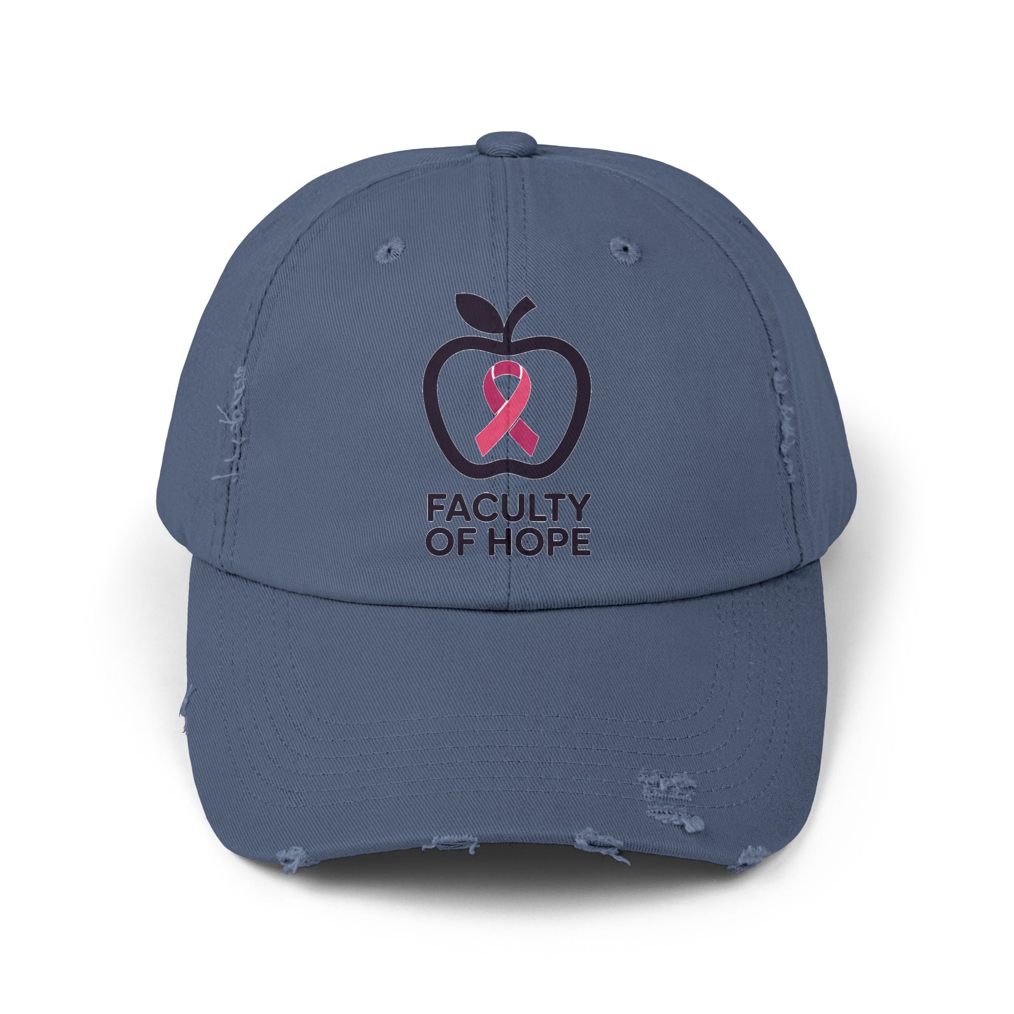 Hope-Inspiring Distressed Cap | Faculty of Hope, Awareness Cap, Cancer Awareness Hat, Unisex Cap, Gift for Supporters