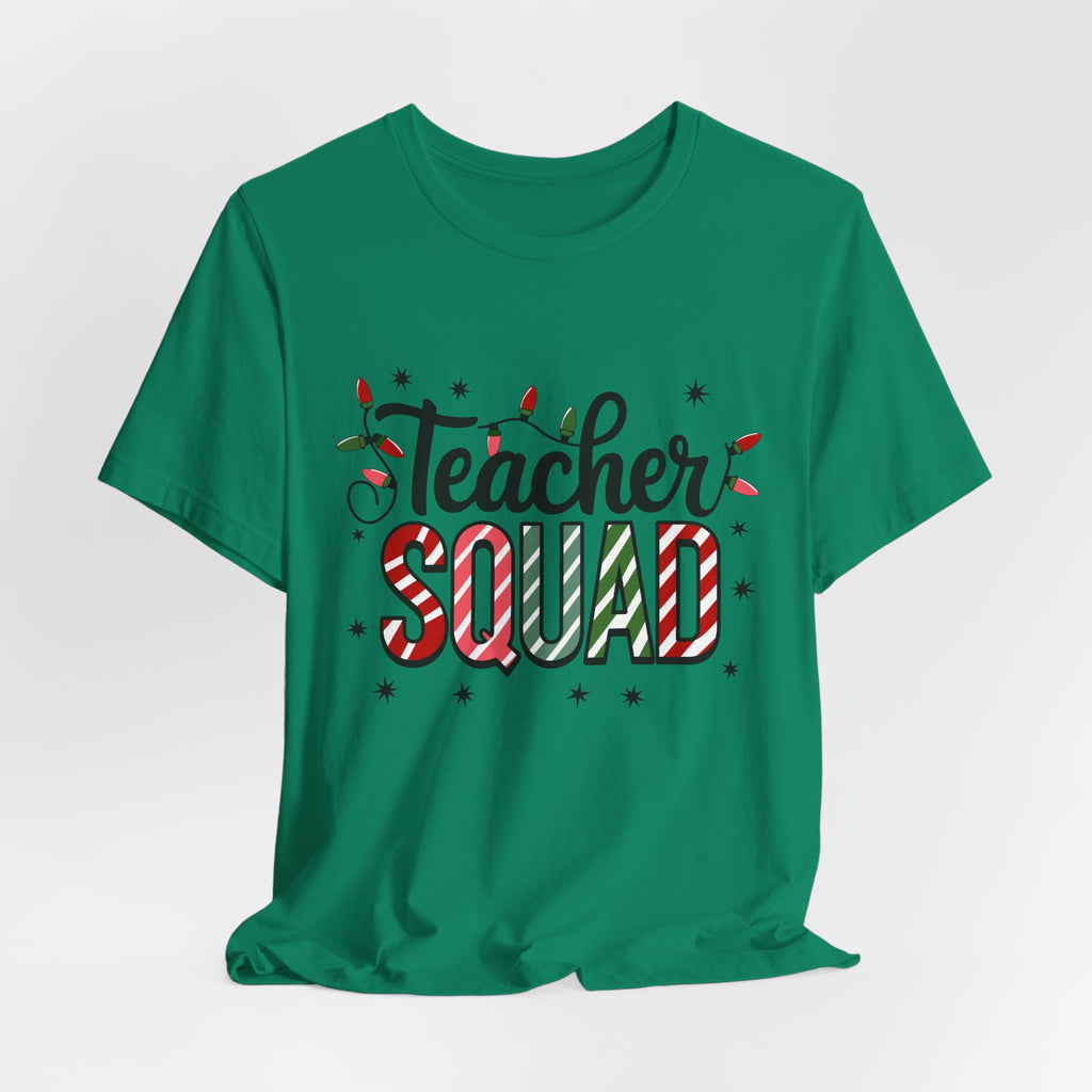 Teacher Squad T-Shirt — Festive Candy Cane Holiday Teacher Tee