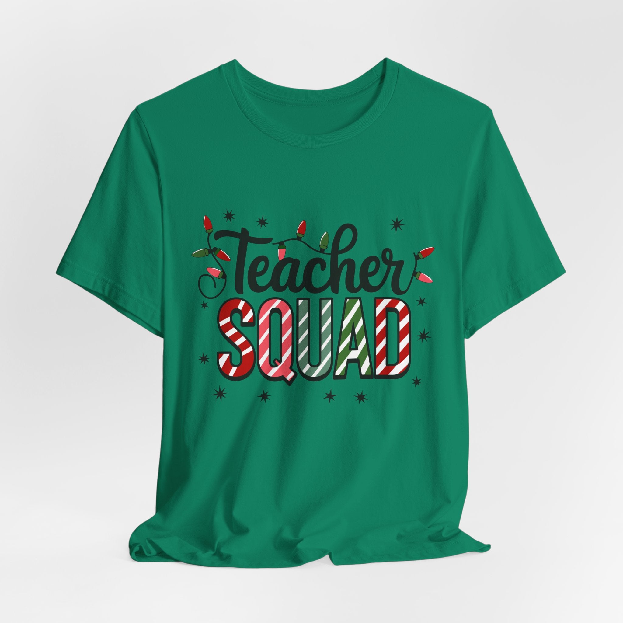 Teacher Squad T-Shirt — Festive Candy Cane Holiday Teacher Tee
