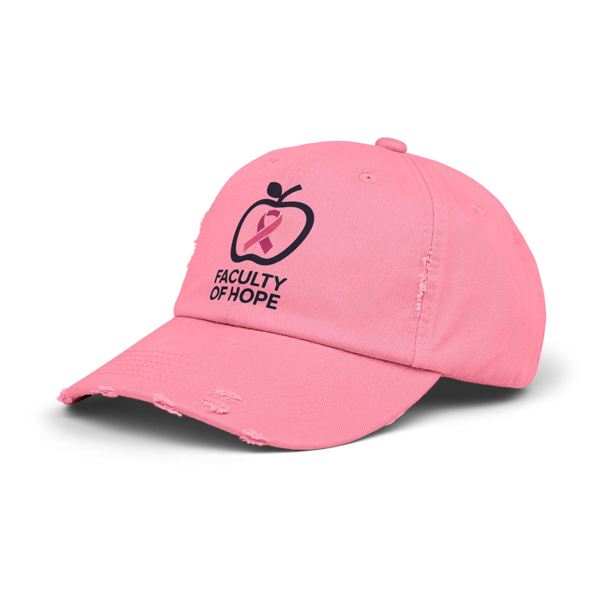 Hope-Inspiring Distressed Cap | Faculty of Hope, Awareness Cap, Cancer Awareness Hat, Unisex Cap, Gift for Supporters