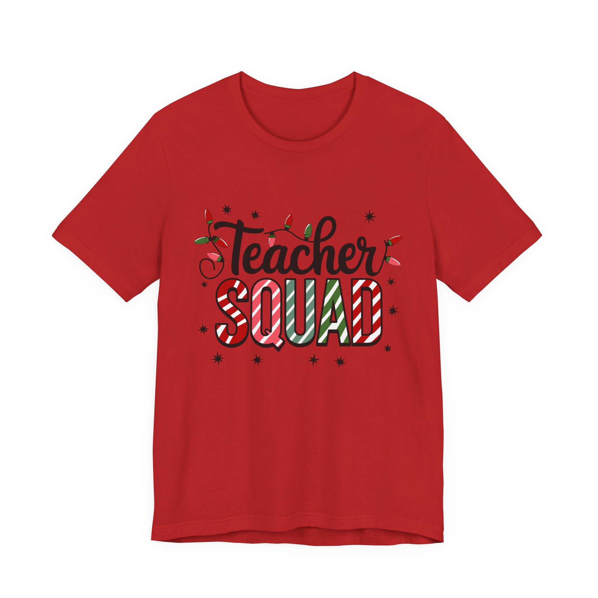 Teacher Squad T-Shirt — Festive Candy Cane Holiday Teacher Tee