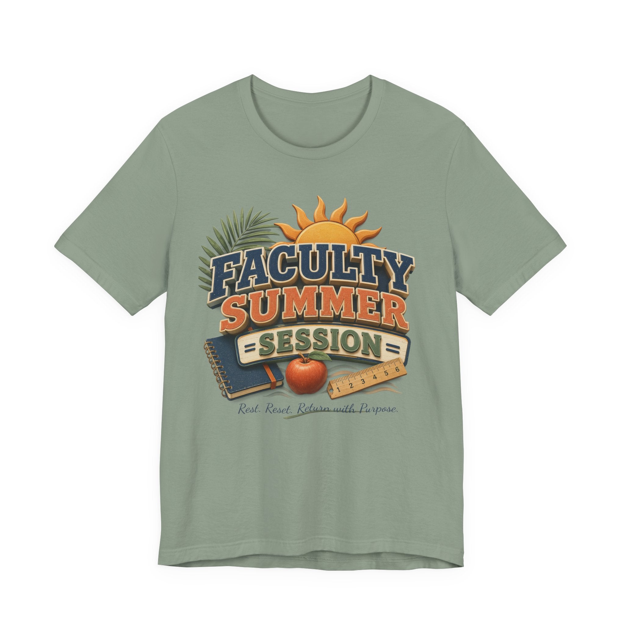 Faculty Summer Session T-Shirt — Retro Palm Sun Campus Tee