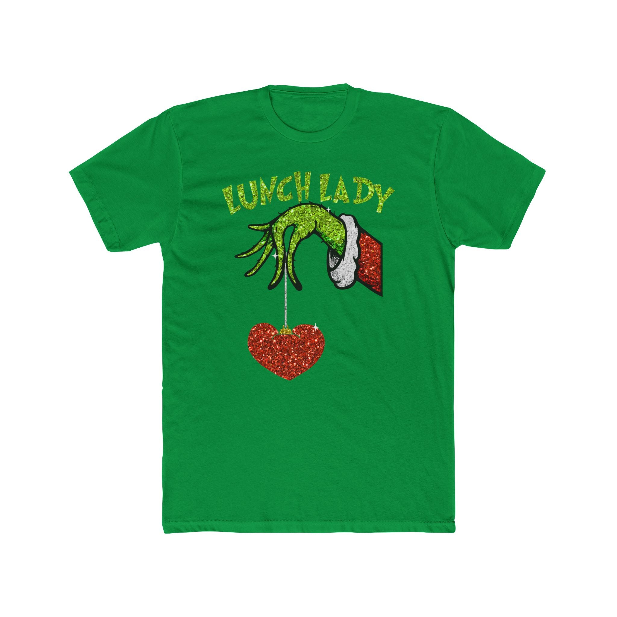 Lunch Lady T‑Shirt — Grinch Hand Holding Heart School Cafeteria Tee