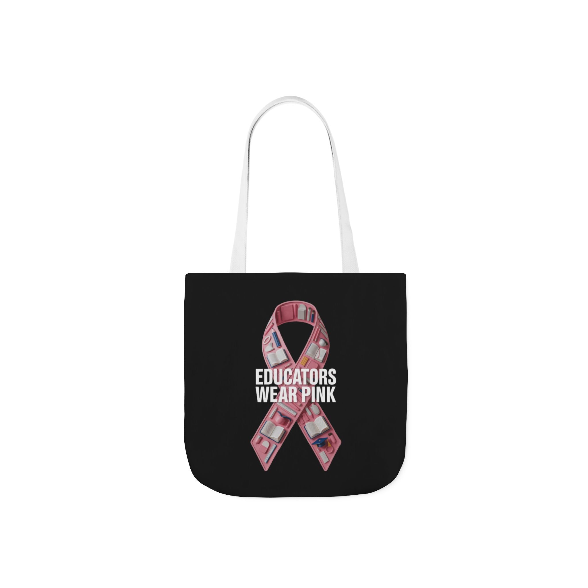 Educators Wear Pink  Canvas Tote Bag, Breast Cancer Awareness, Eco-Friendly Bag