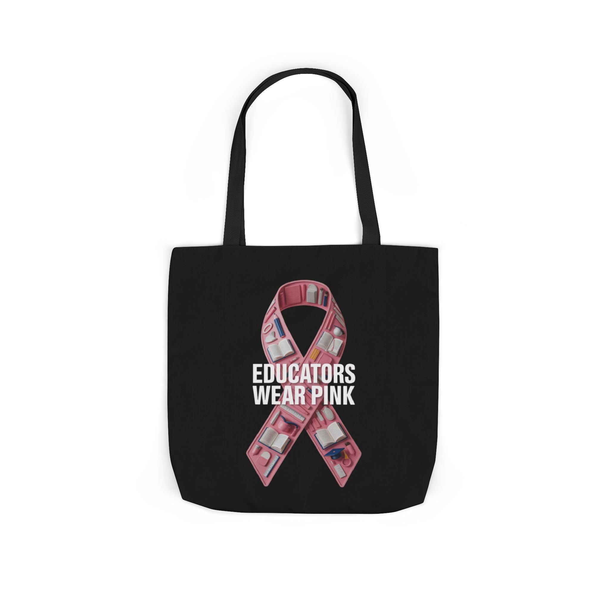 Educators Wear Pink  Canvas Tote Bag, Breast Cancer Awareness, Eco-Friendly Bag