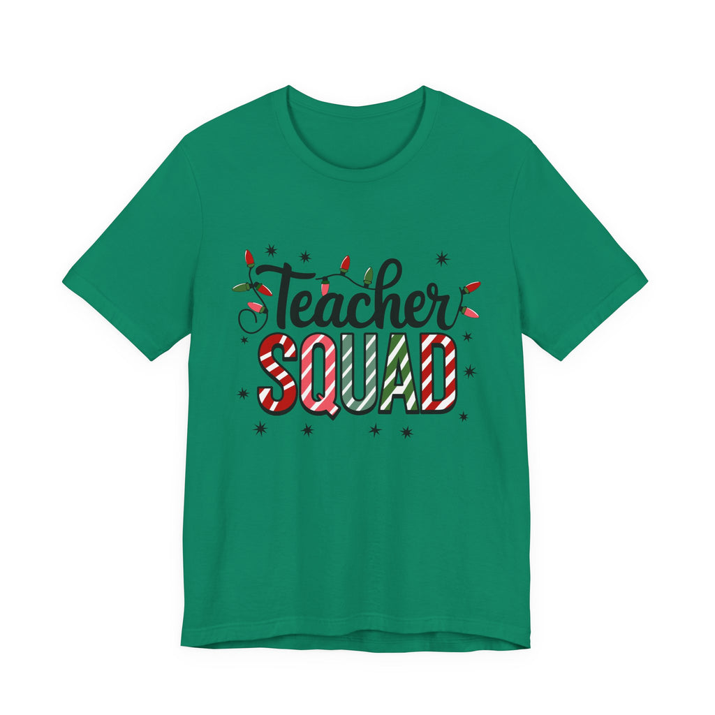 Teacher Squad T-Shirt — Festive Candy Cane Holiday Teacher Tee